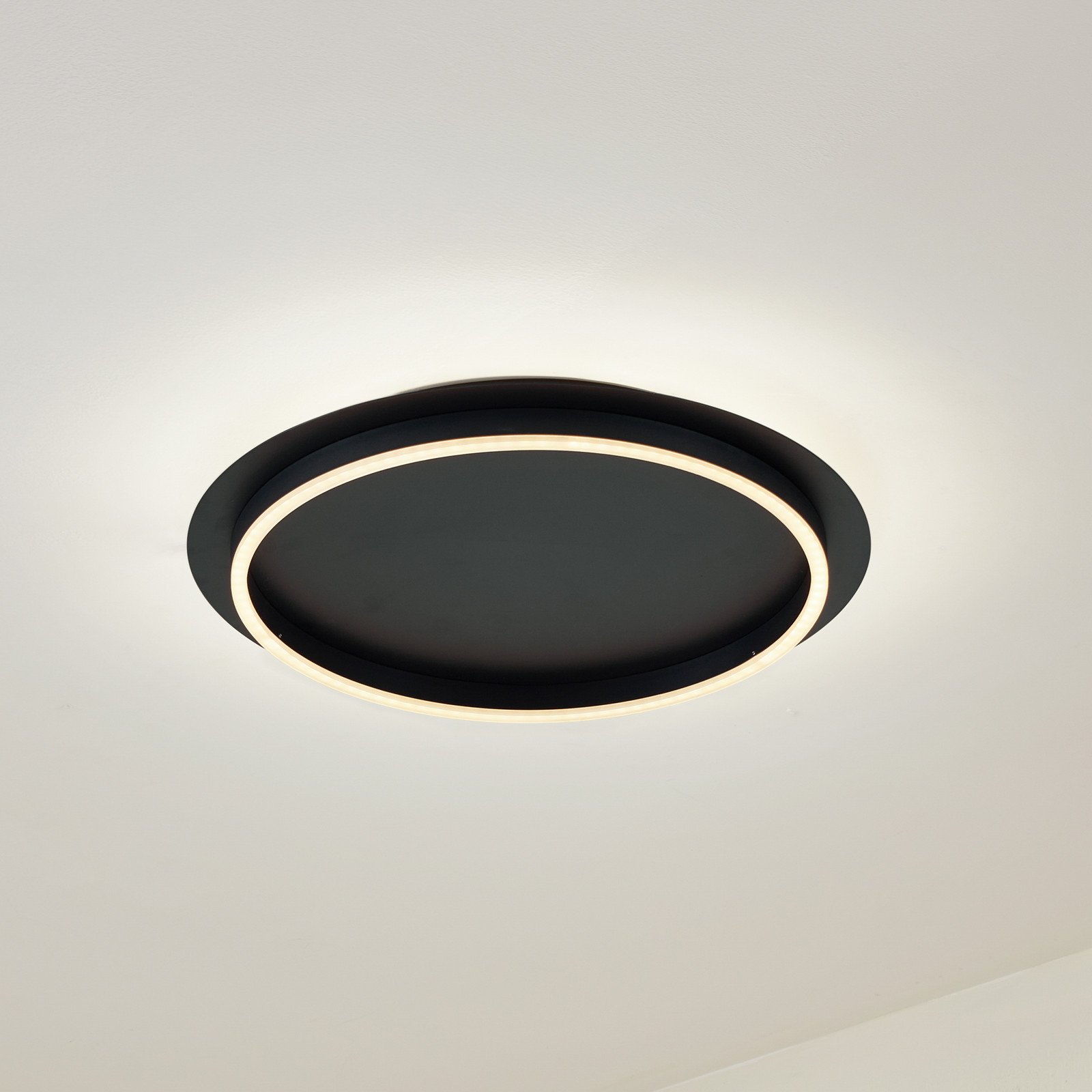 Lindby LED plafonieră LED Kunis negru plastic Ø 46 cm - Camera de zi / sufragerie - modern - negru alb