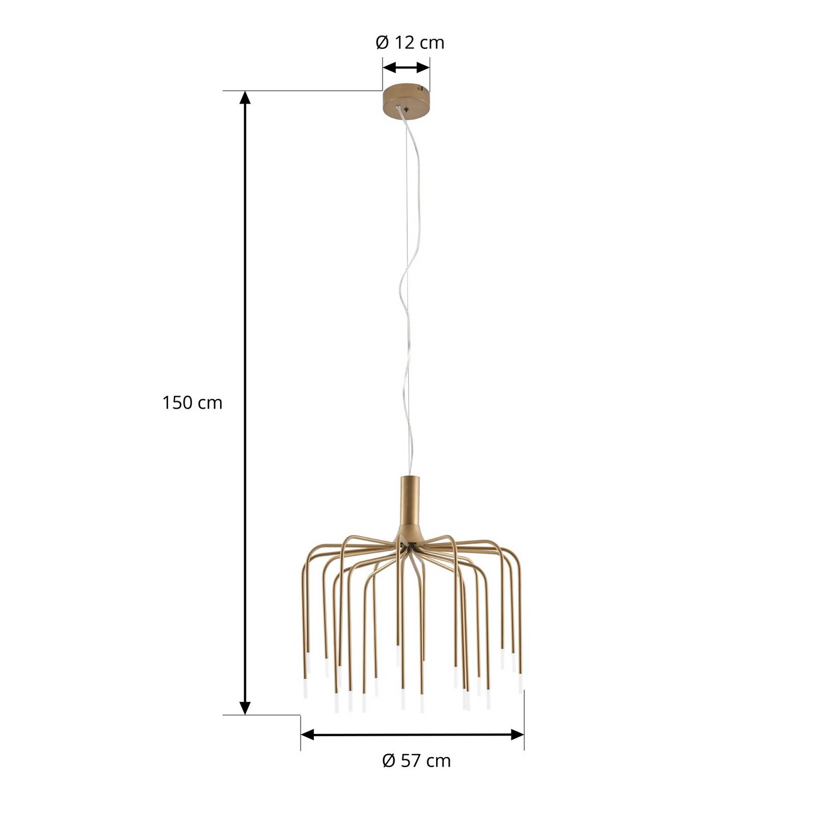 Żyrandol LED Lucande Ariadne, średnica 57 cm, matowe złoto, 20-punktowa