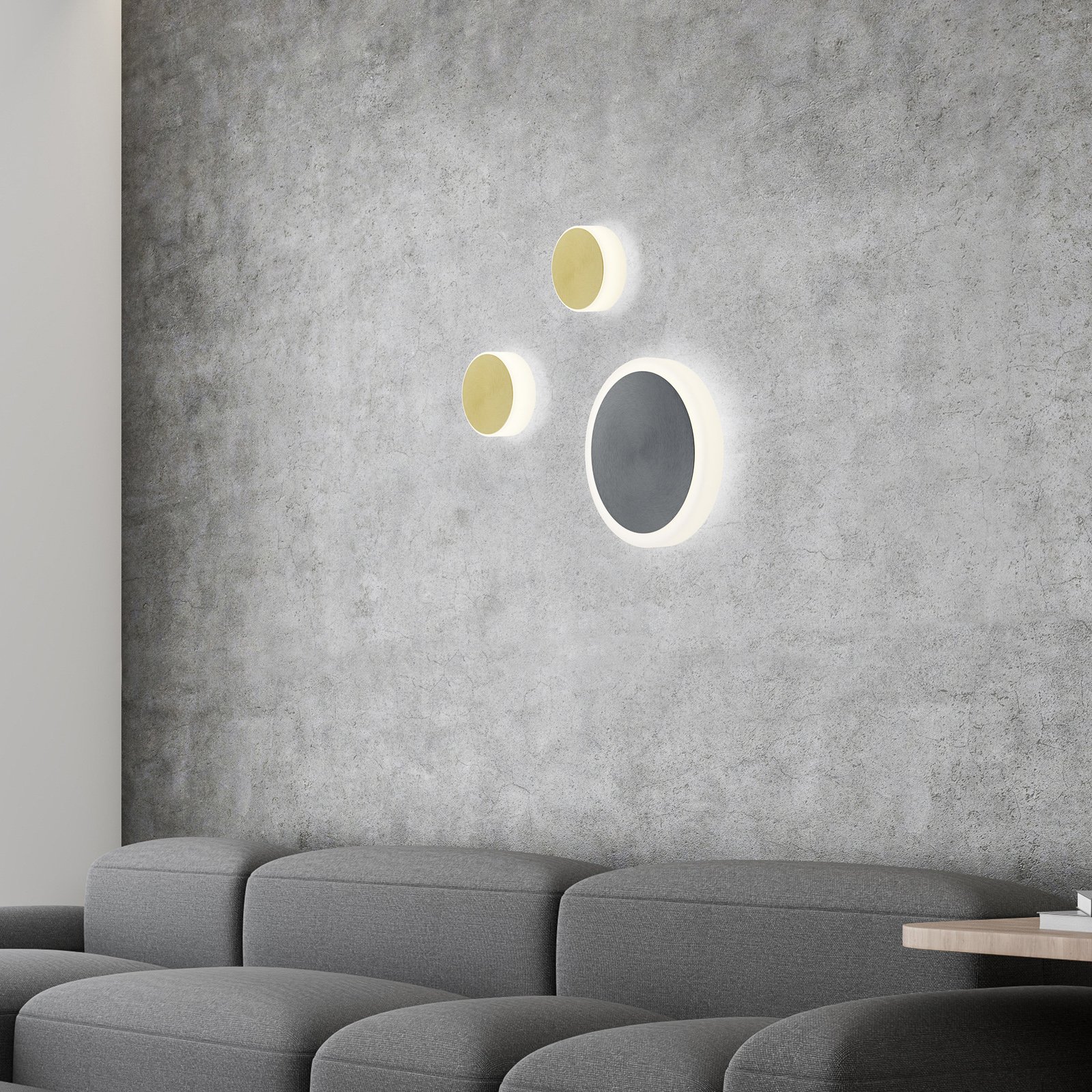 BANKAMP Button LED wall light 33 cm anthracite