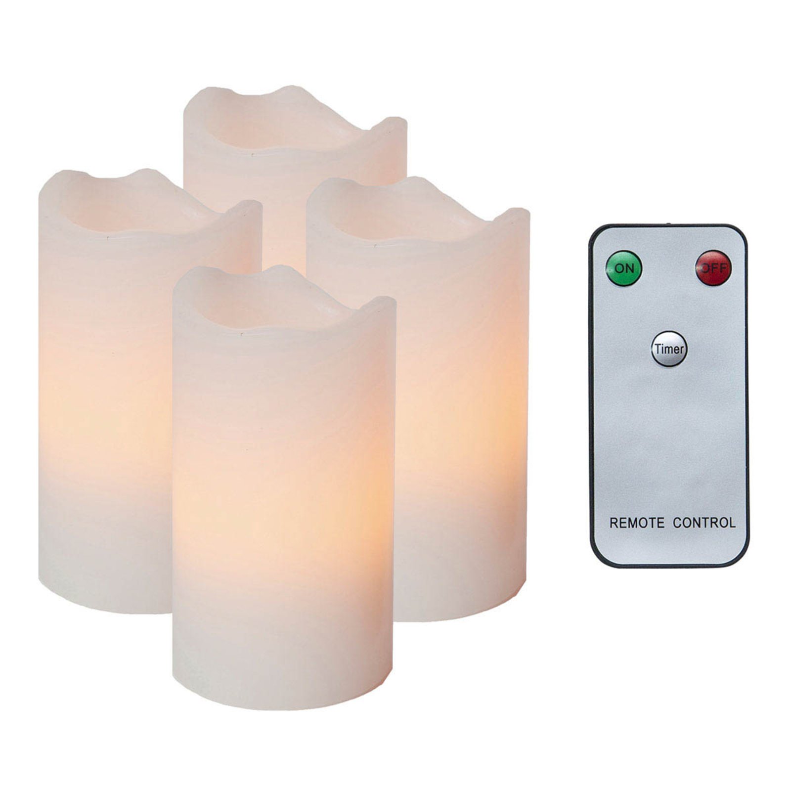 Set om 4 – LED-ljus Candle med fjärrkontroll vit