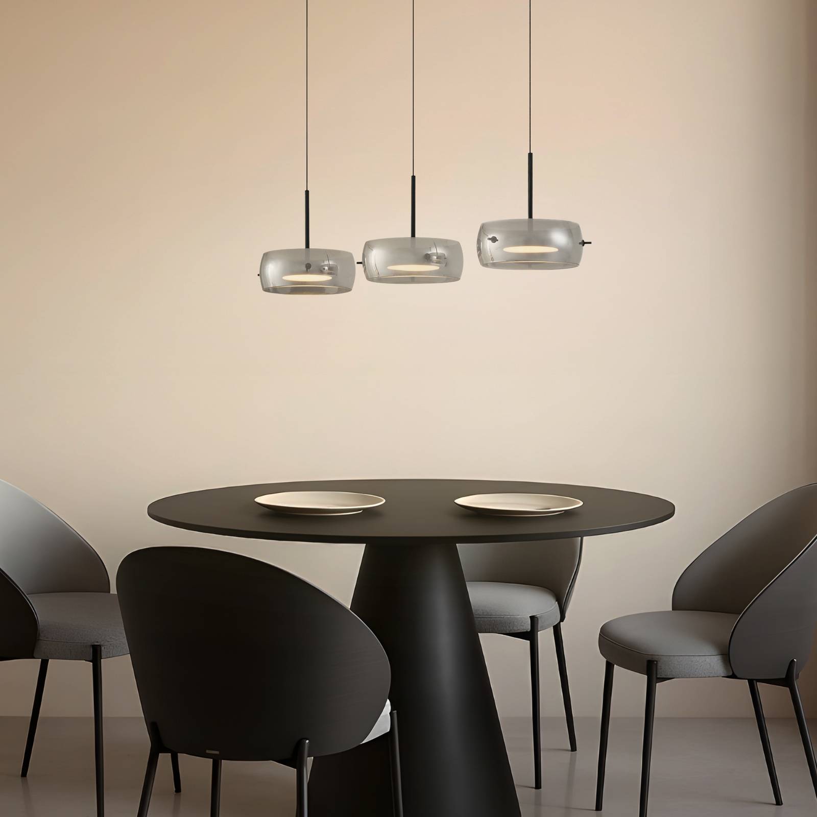 Lucande LED-Hängeleuchte Martis, schwarz, 3-flg., step-dim günstig online kaufen