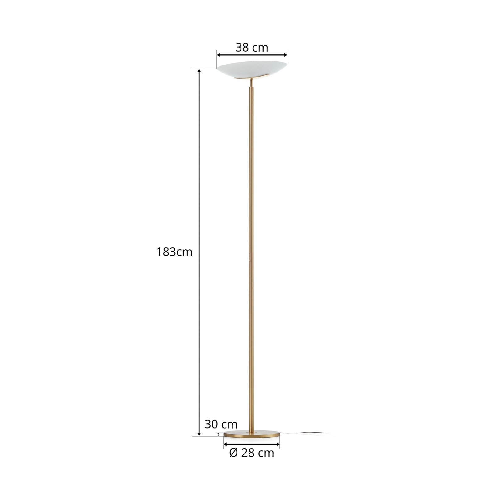 LED stojací lampa Mika, mosaz