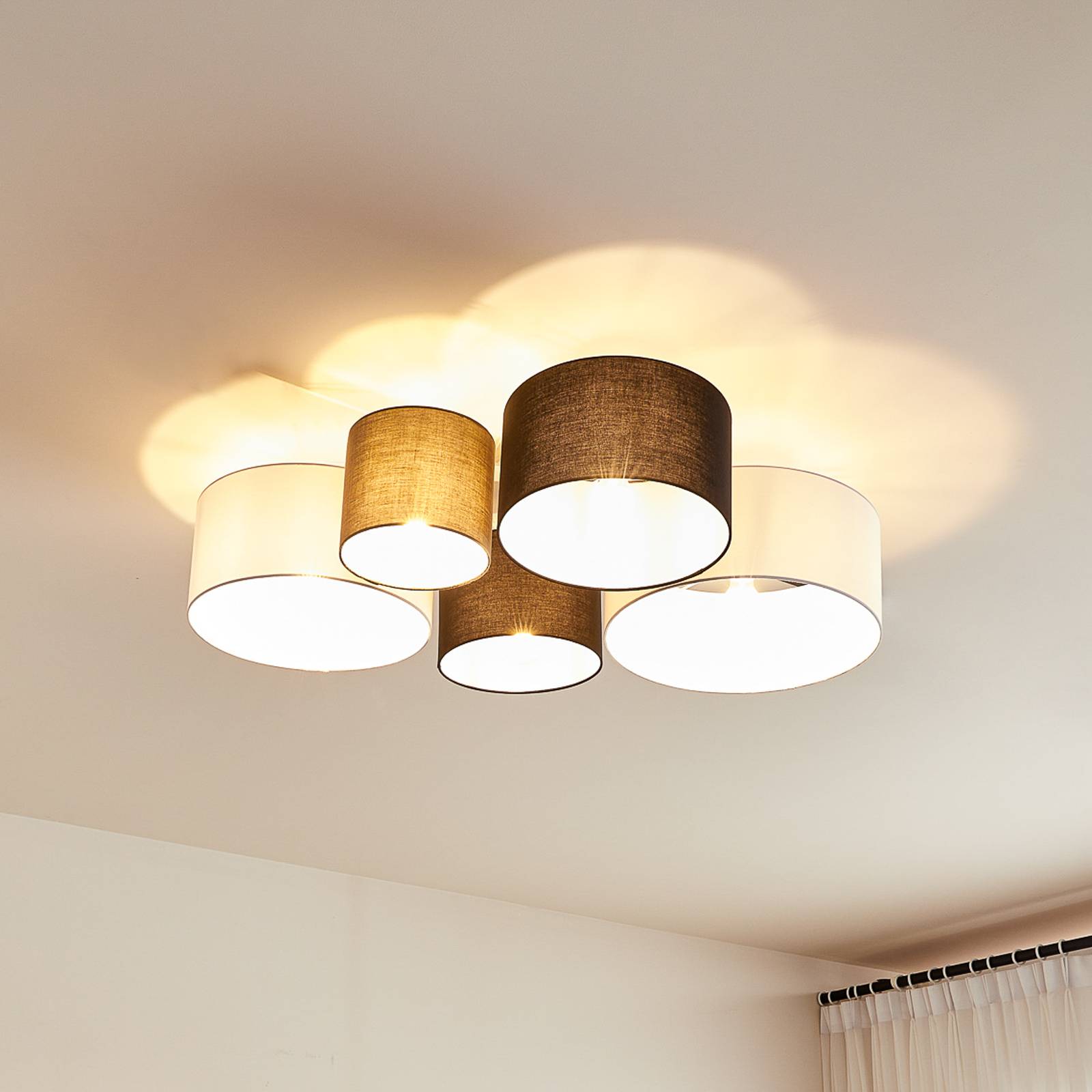 Lindby Lettie taklampe i tekstil 5-lamper