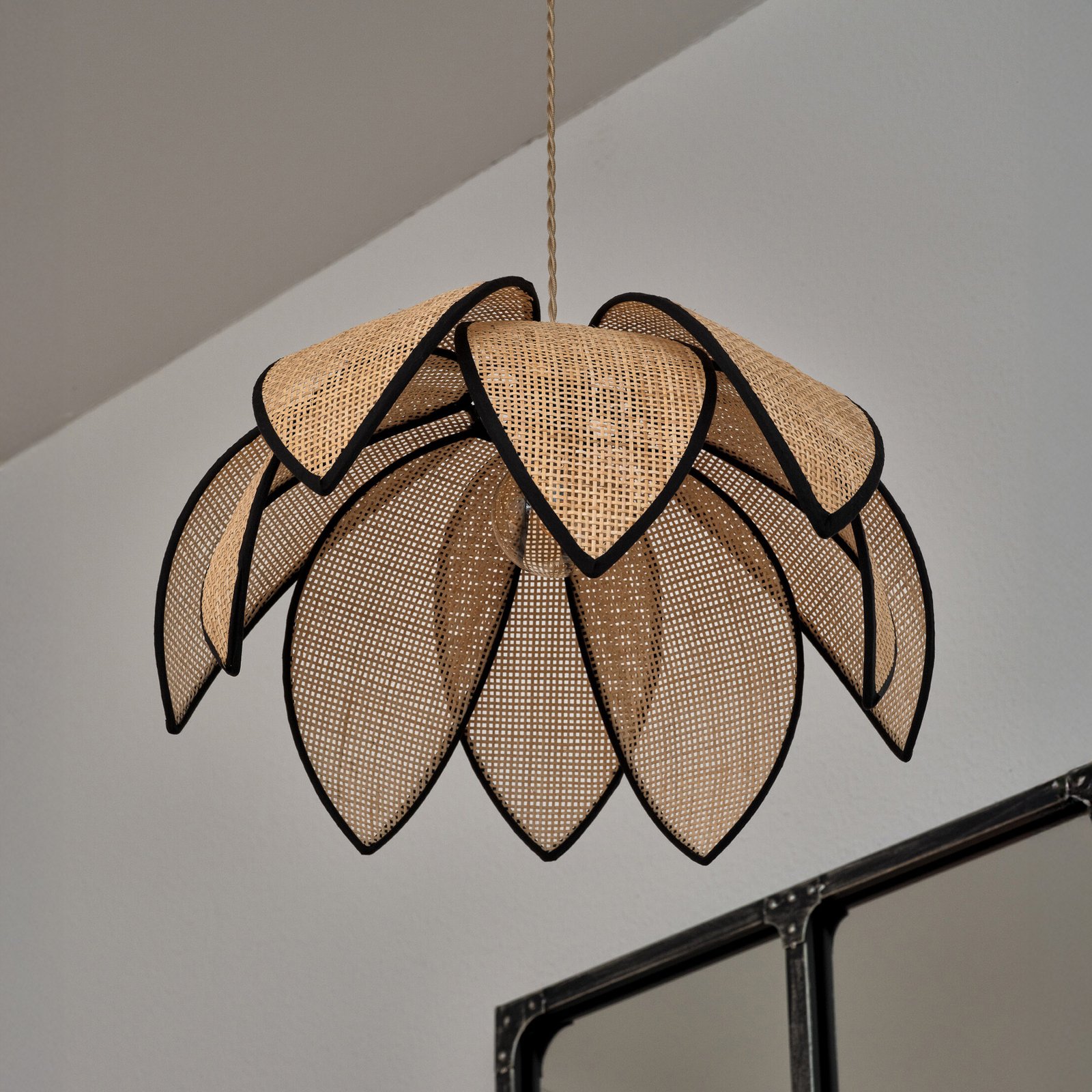 Suspension OSRAM Decor Rattan Lotus, Ø 48 cm, beige, E27