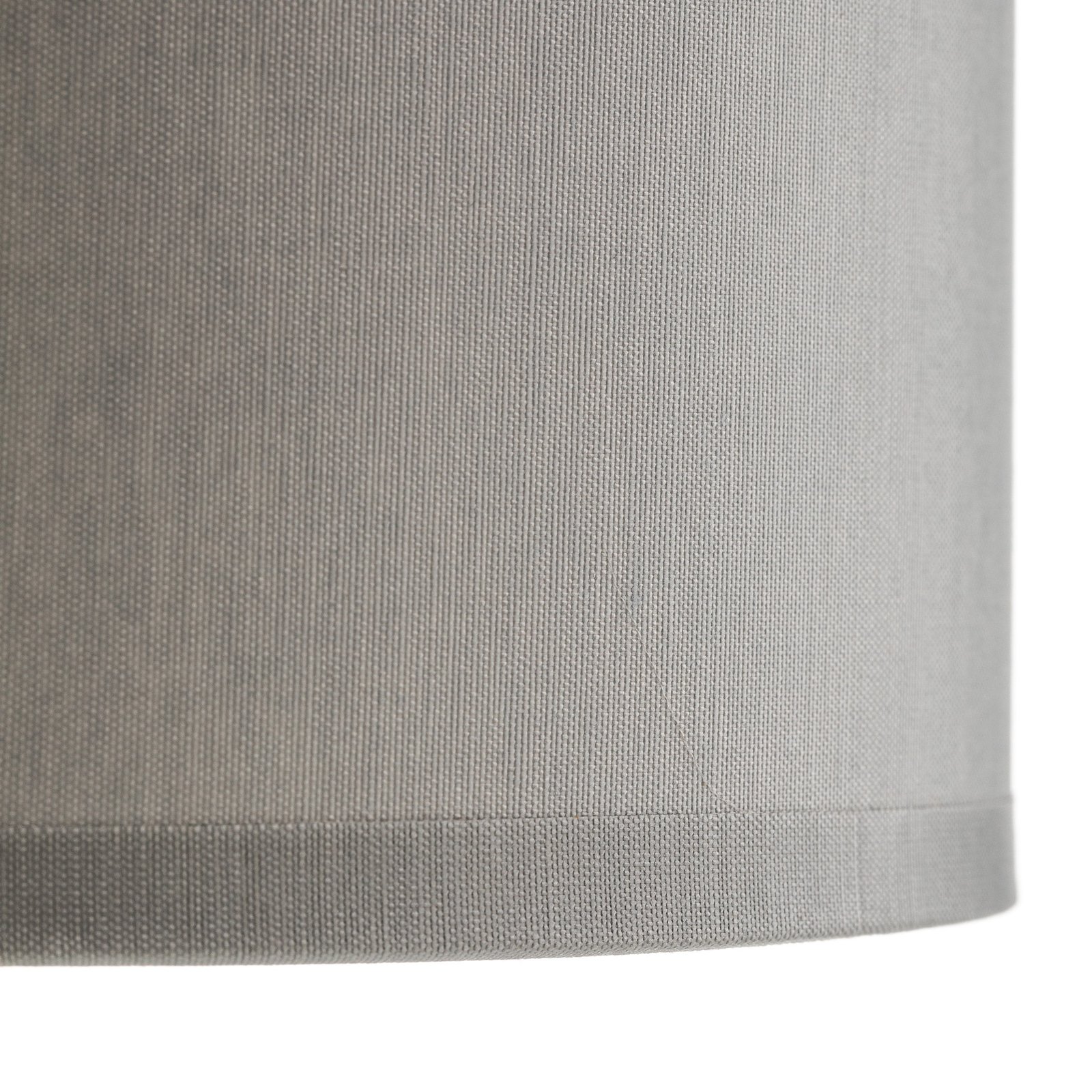 Lampe table Cassy pied blanc, abat-jour tissu gris