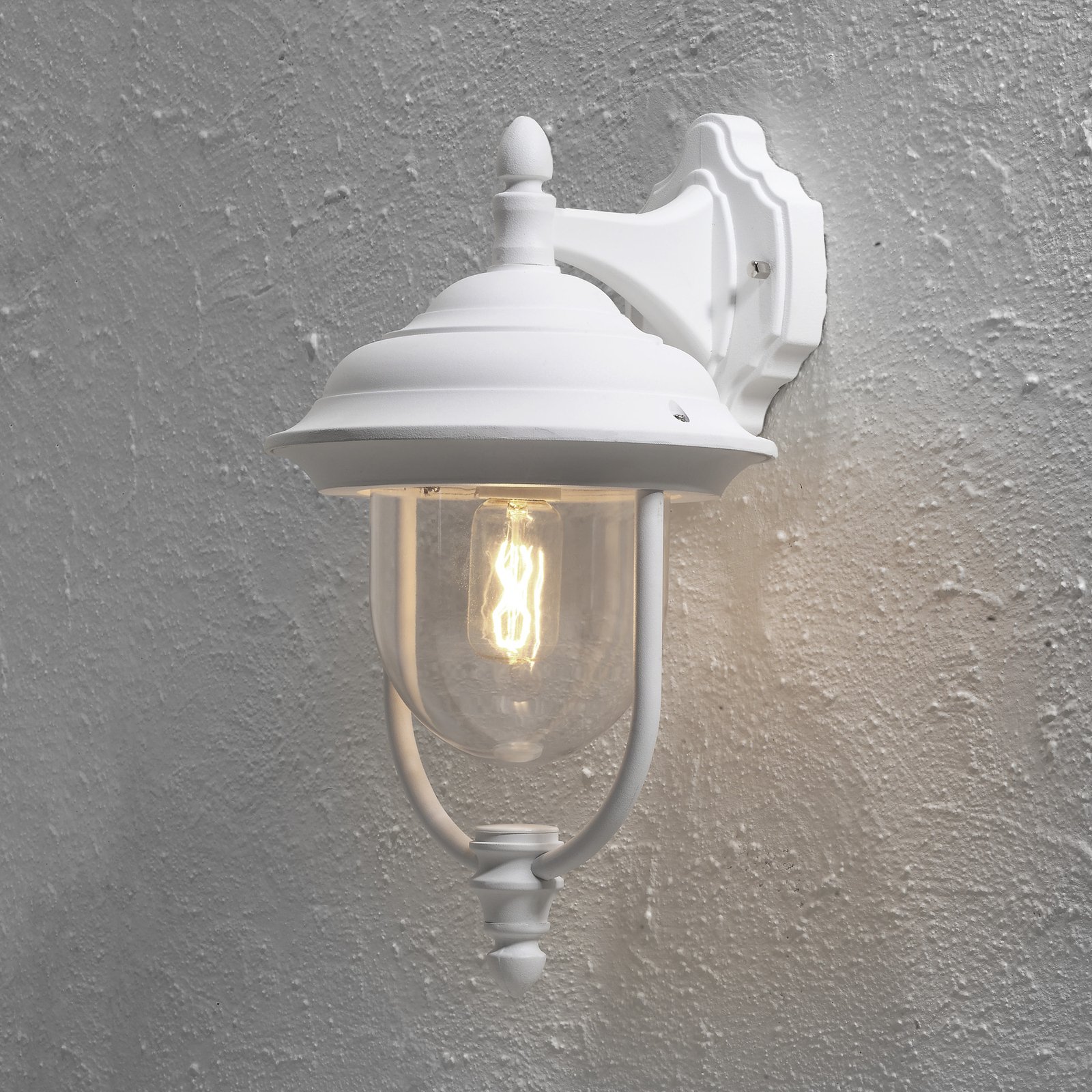 Enkel udendørs væglampe "Parma" - hængende, i hvid