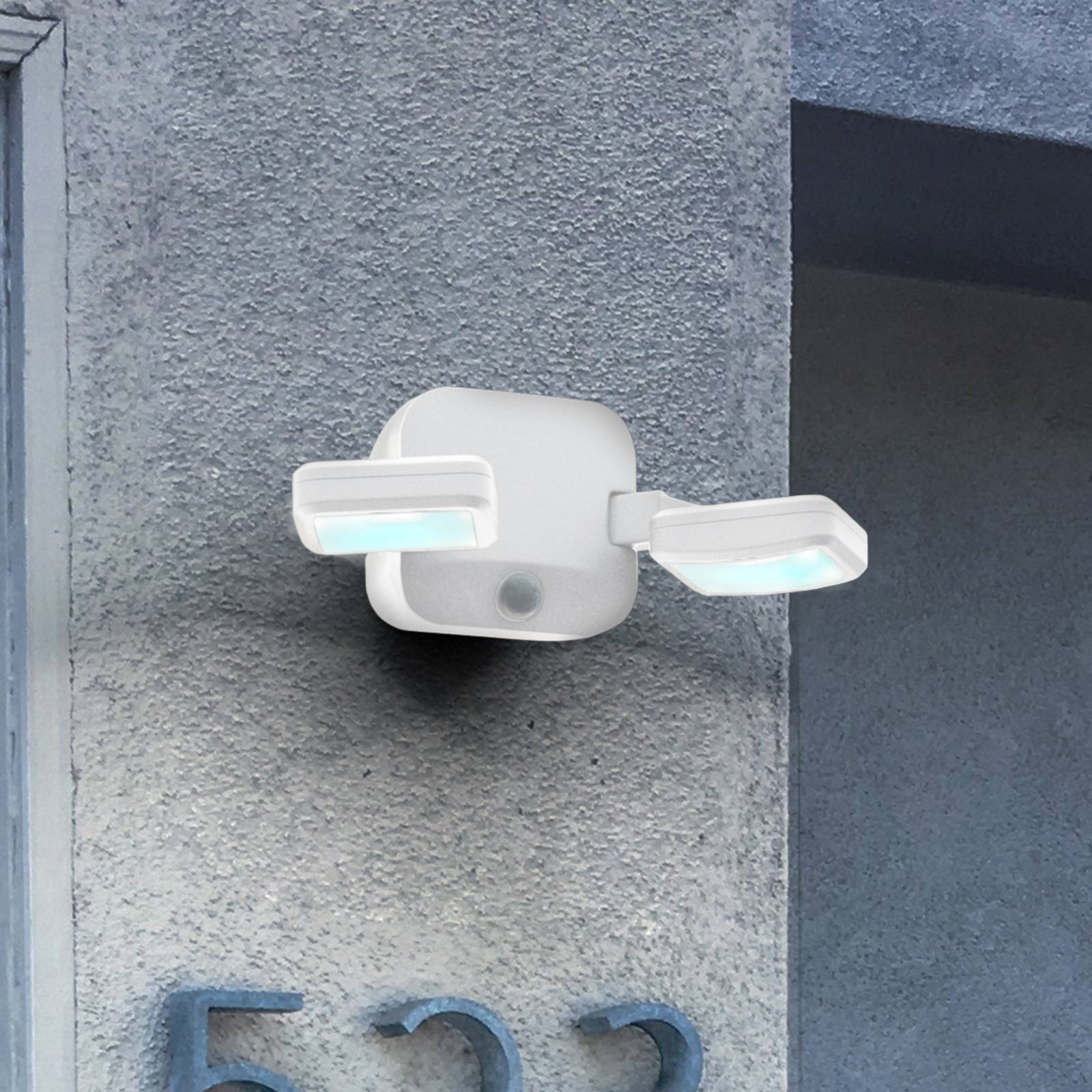 Spot LED OSRAM pour murs extérieurs DOUBLE, à 2 lampes, blanc, pile