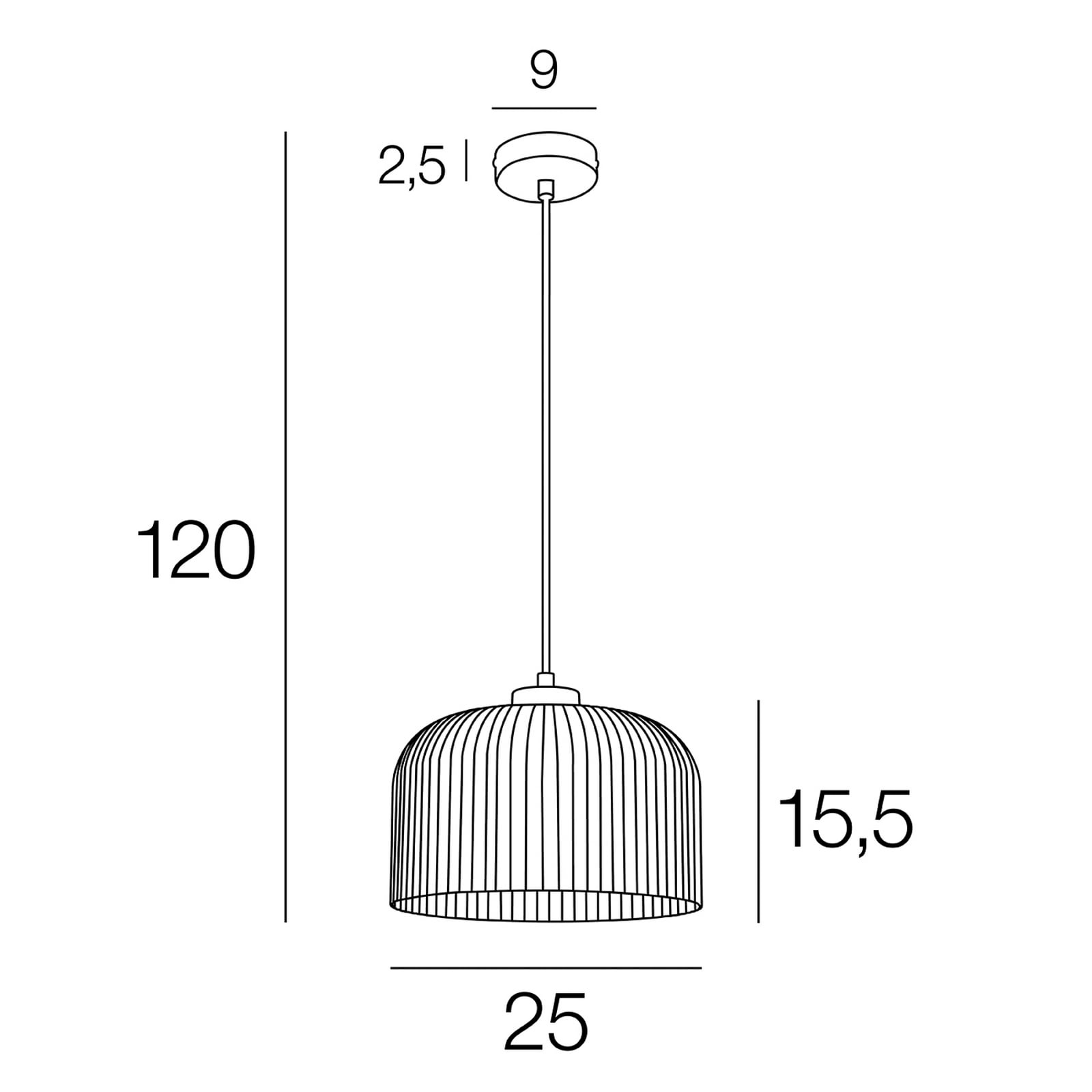 Piekaramā lampa „Luigi“, dzintara krāsā/melnā krāsā, Ø 25 cm, stikls