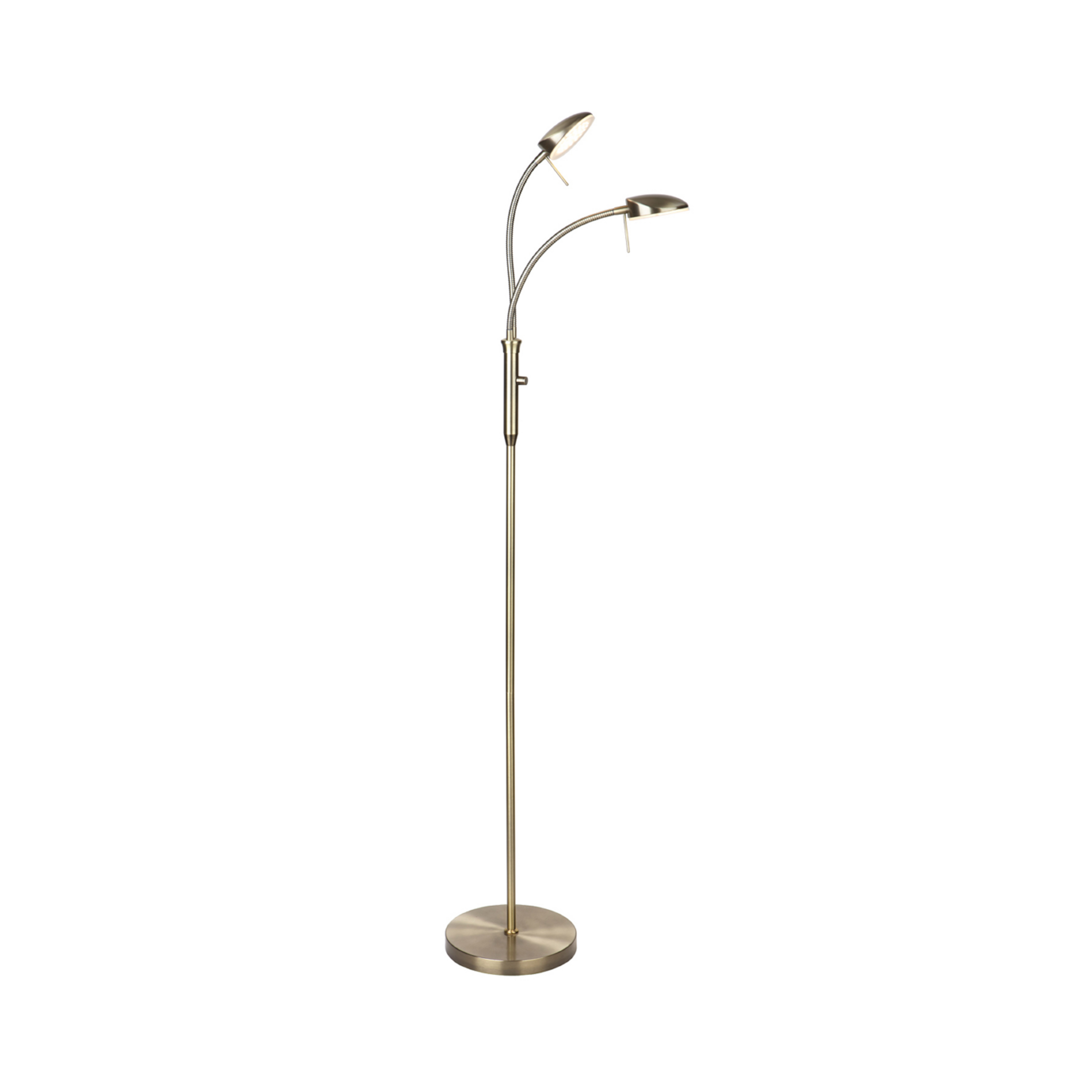 Lampe sur pied LED VEGAS, laiton vieilli, 140 cm, à 2 lampes - Halo Design