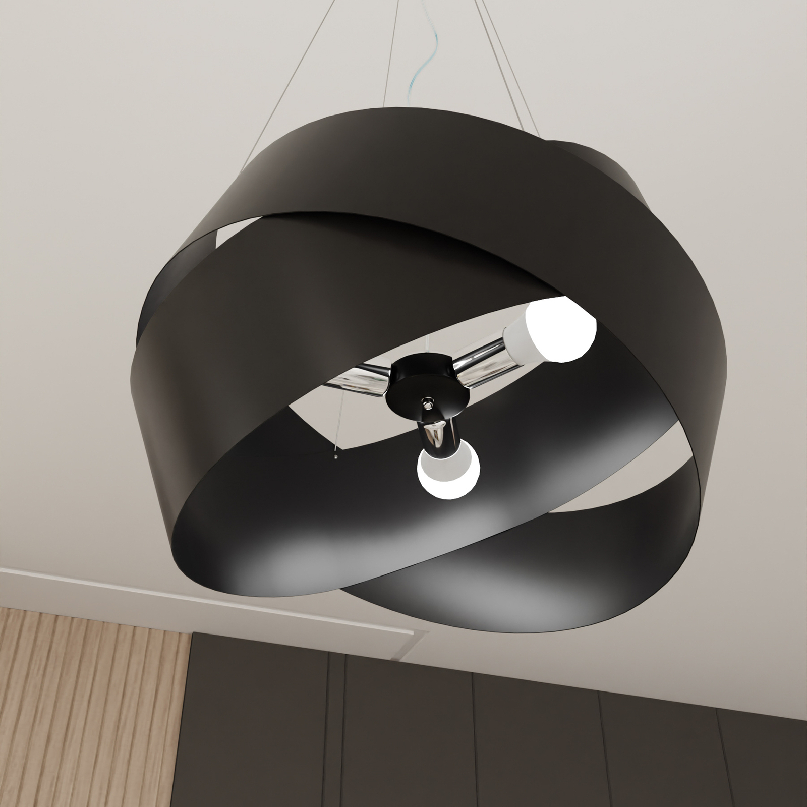 Vieno hanging light, black steel rings