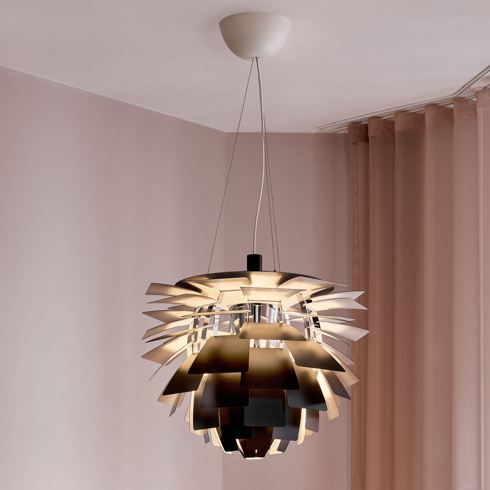 Viseća lampa PH Artichoke V4, crna, Ø 60 cm, Louis Poulsen