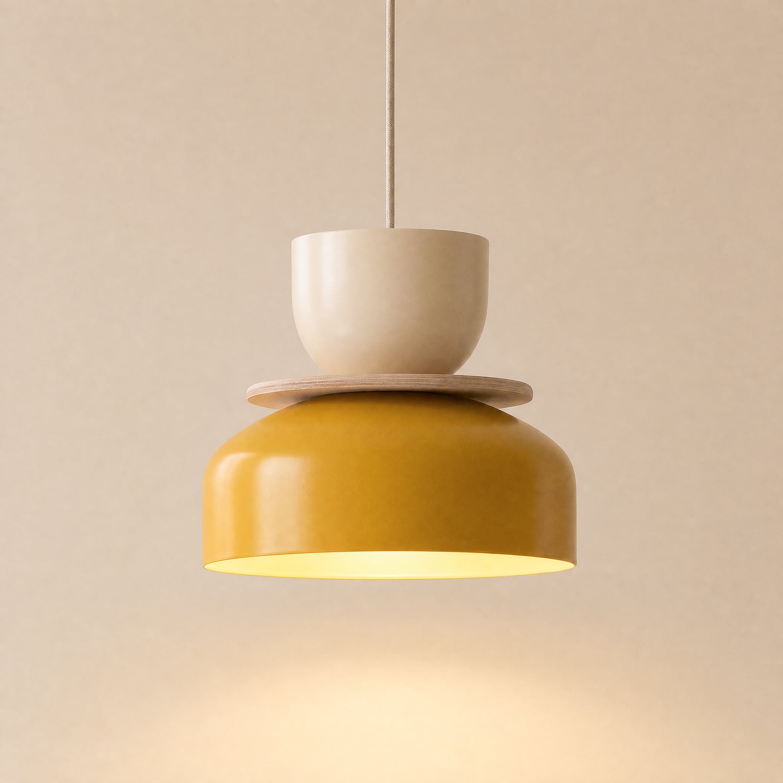 Hanglamp Uto, geel/crème, Ø 30 cm, metaal