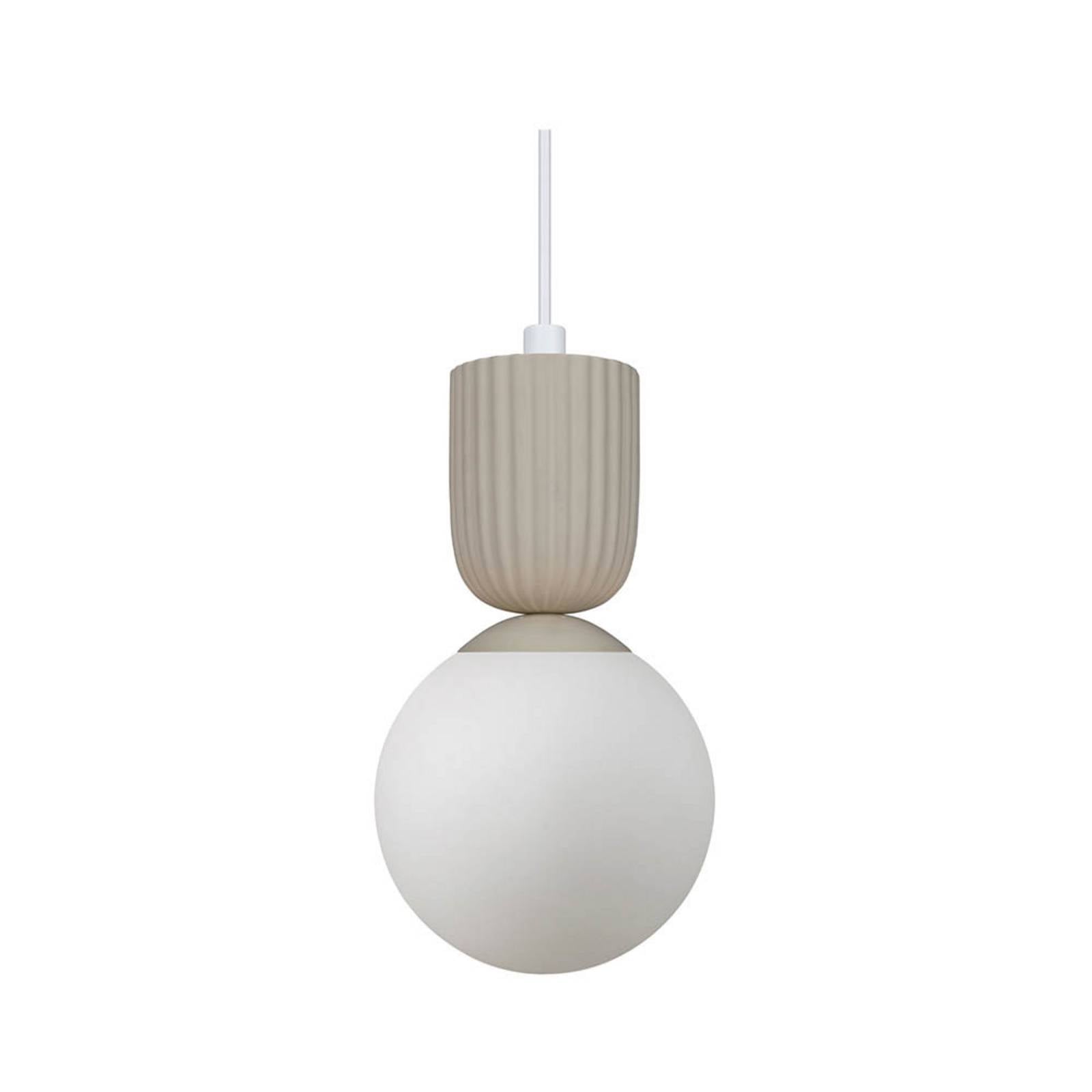Hängeleuchte Sadie, beigefarben, Ø 15 cm, Glas/Keramik