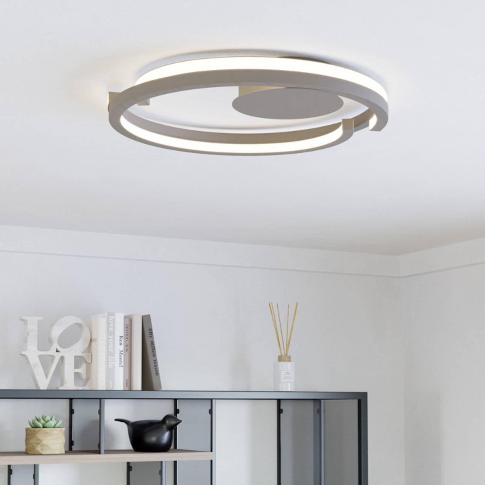 EGLO LED plafondlamp MEZZOMONTE, beige, Ø 48 cm, CCT