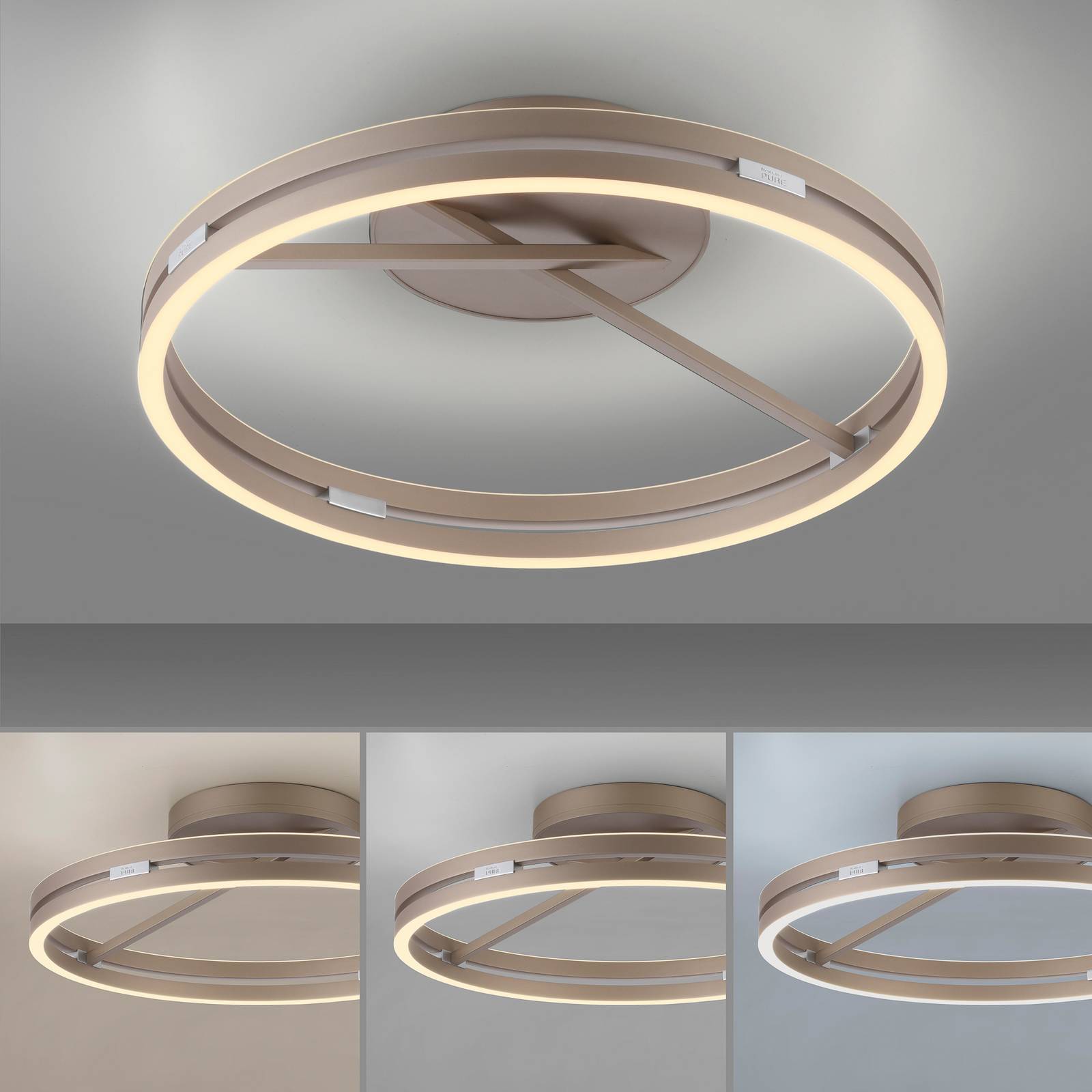 PURE lampa sufitowa LED Loop w kolorze brązowym, metal Ø 60 cm CCT