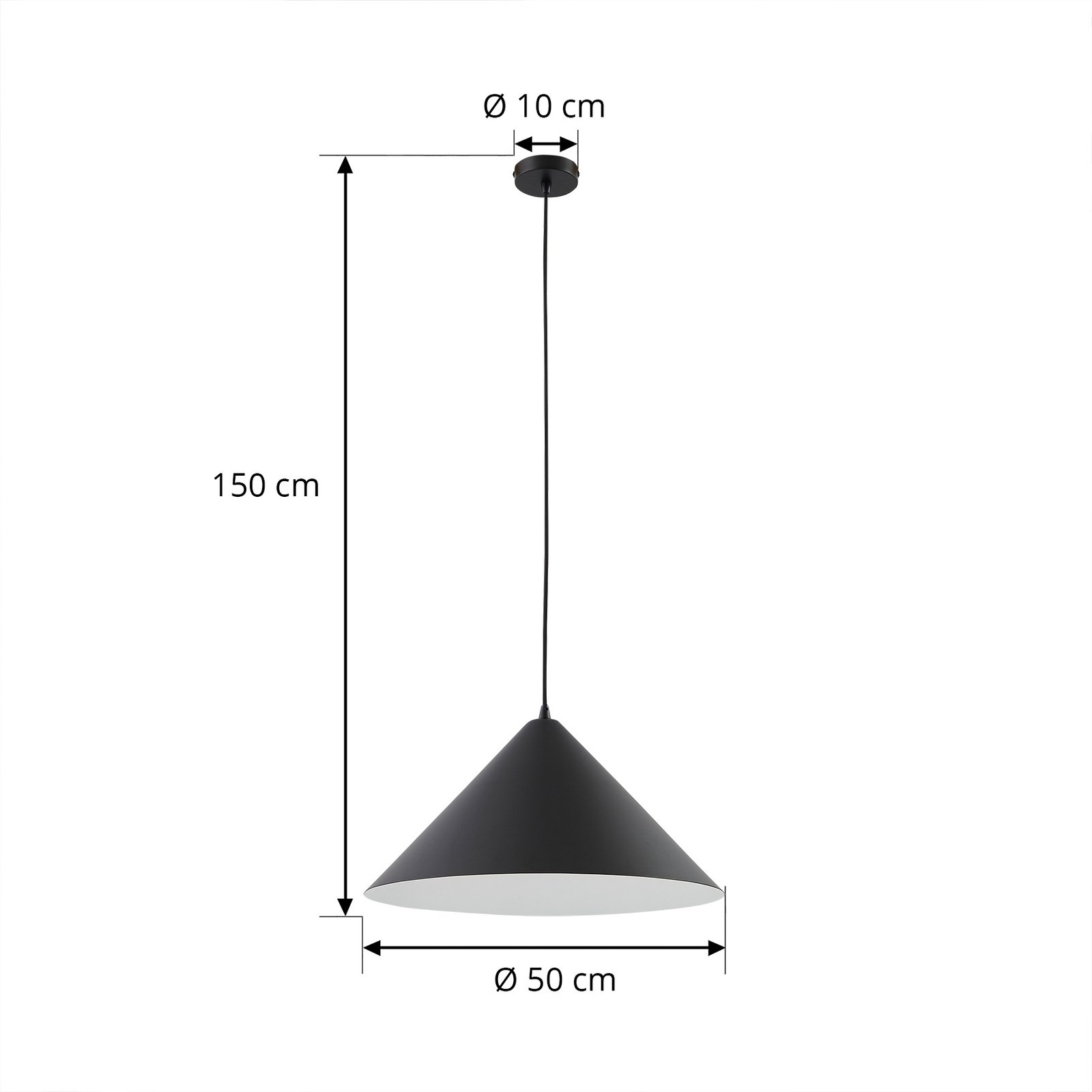 Lampada a sospensione Lindby Clarine, bianco/nero, Ø 50 cm, metallo