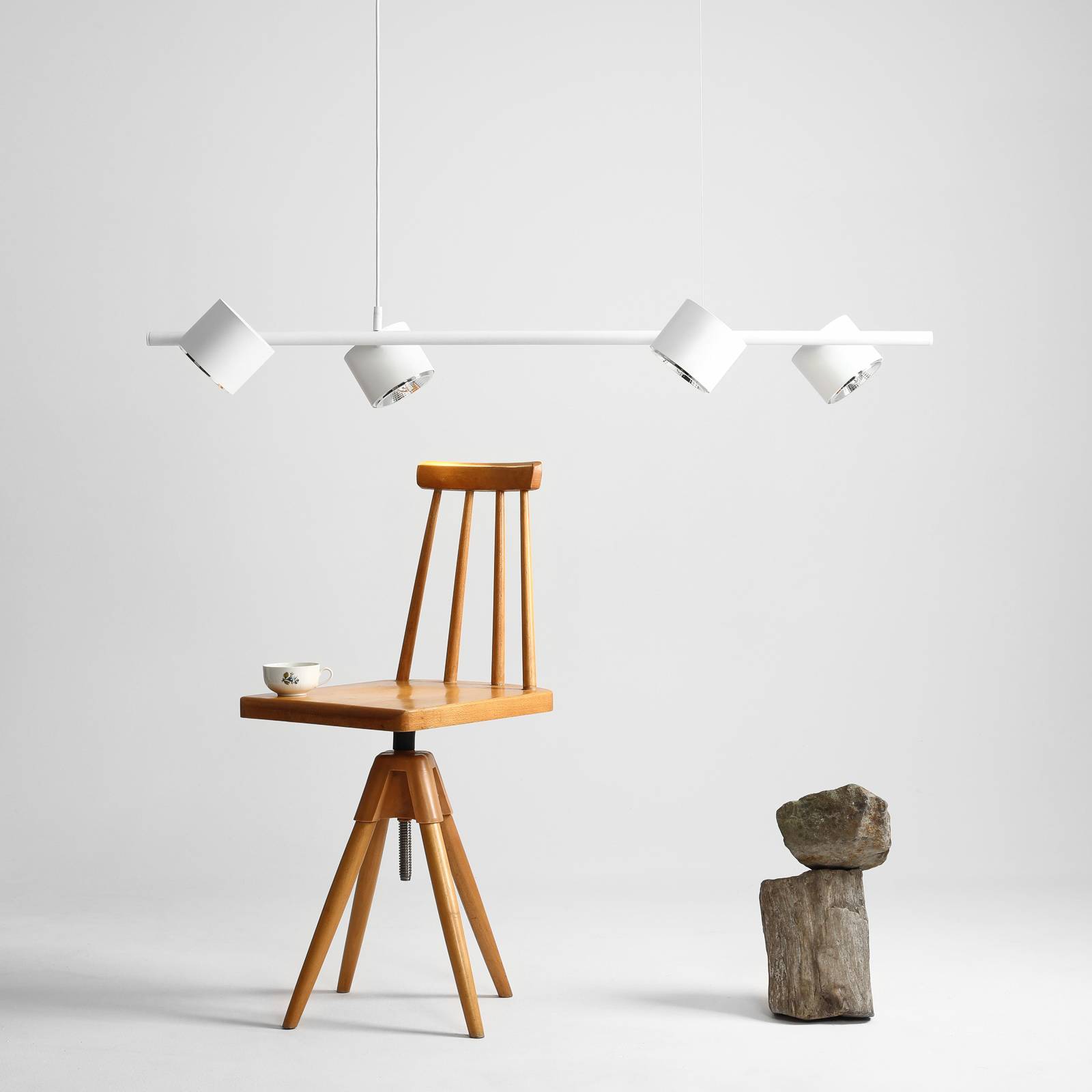Lampa wisząca Bot, biała, 4-punktowa