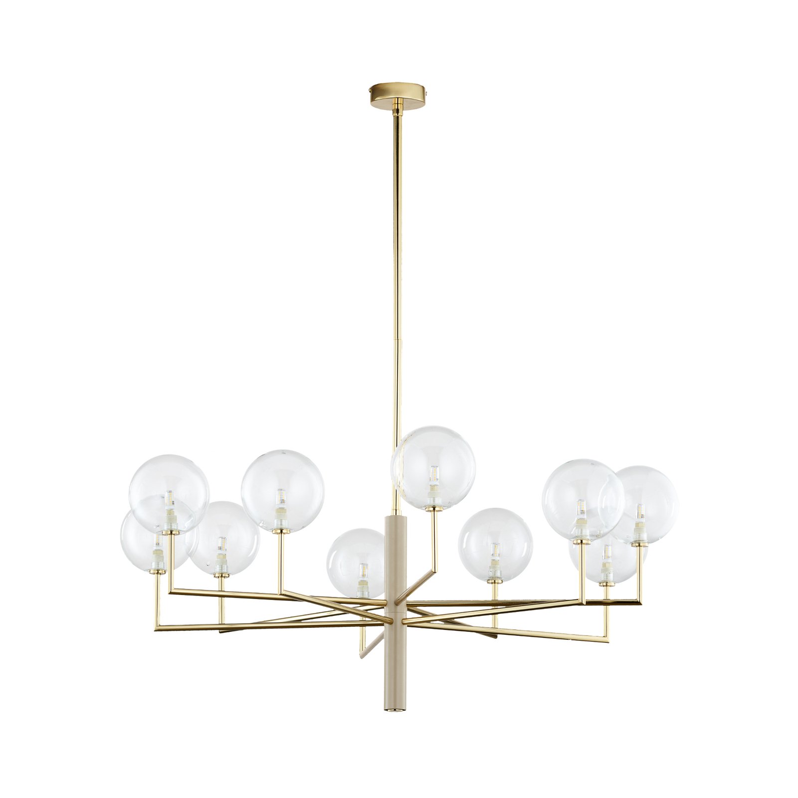 Lampadario Feme, color oro, vetro, a 10 luci, G9