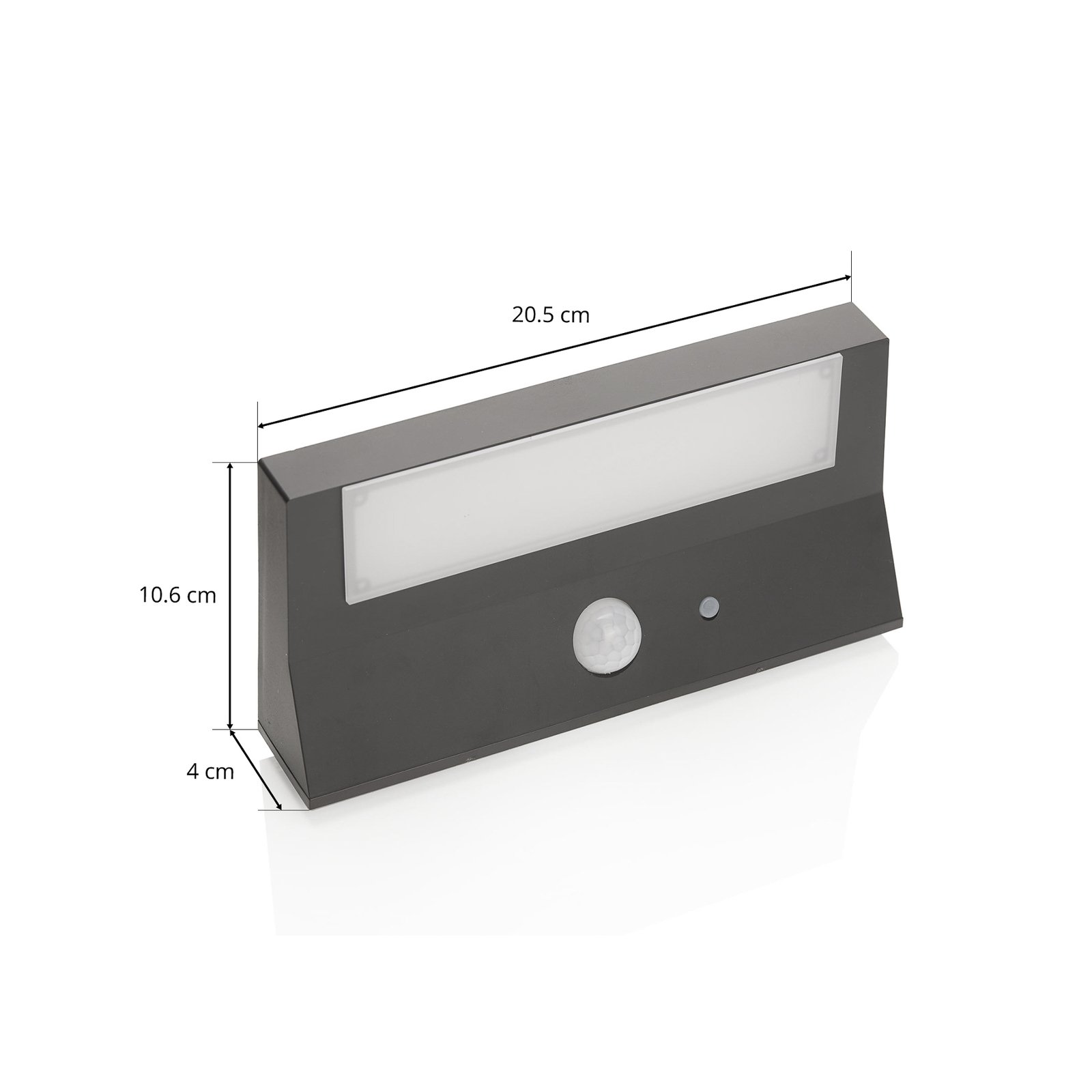 Lindby, applique d'extérieur LED solaire Maresia, détecteur, anthracite