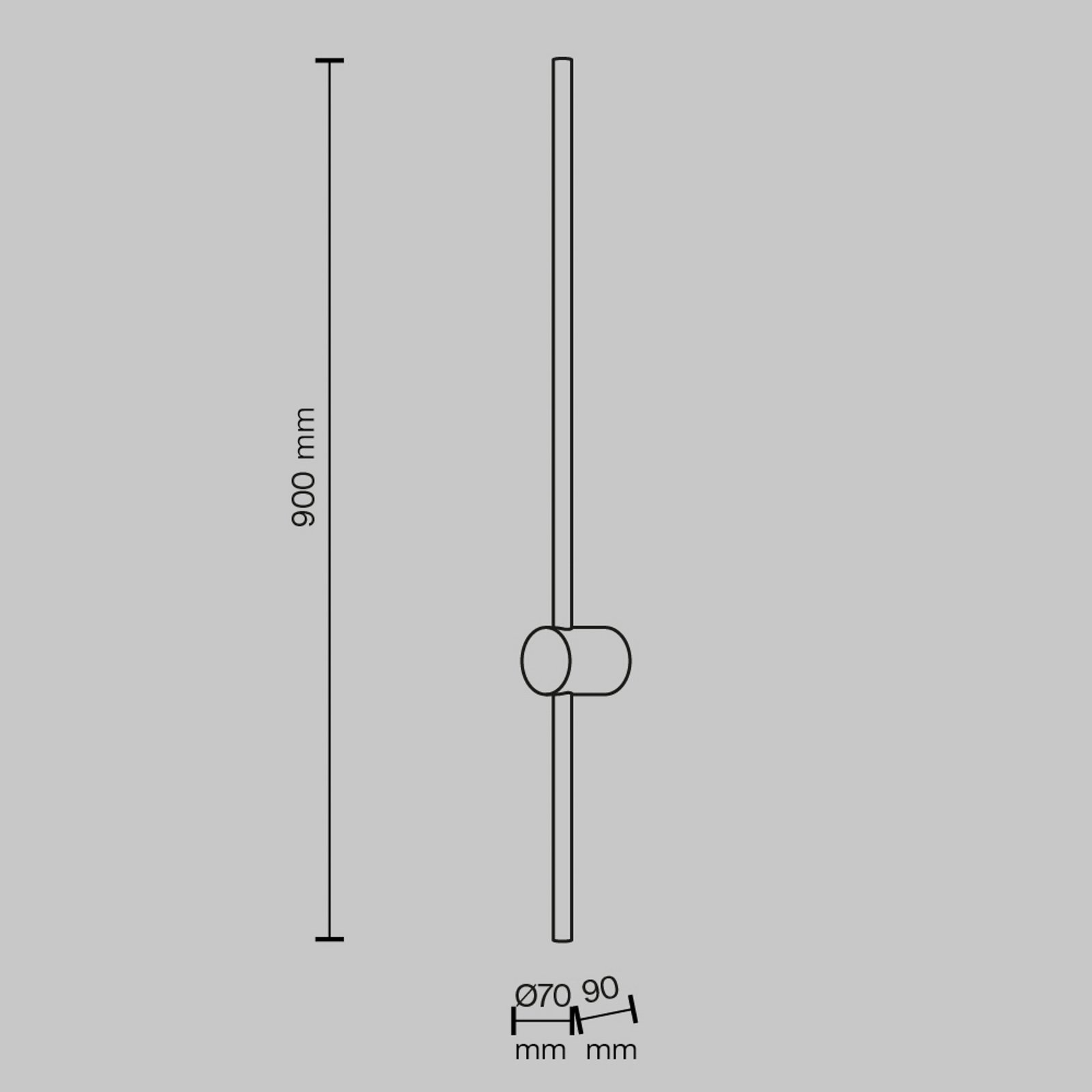 Maytoni LED sieninis šviestuvas „Light stick“, juodas, aukštis 90 cm