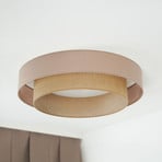 LED griestu gaisma Luneta, džuta, brūna, Ø 60 cm, 3 pakāpju dim