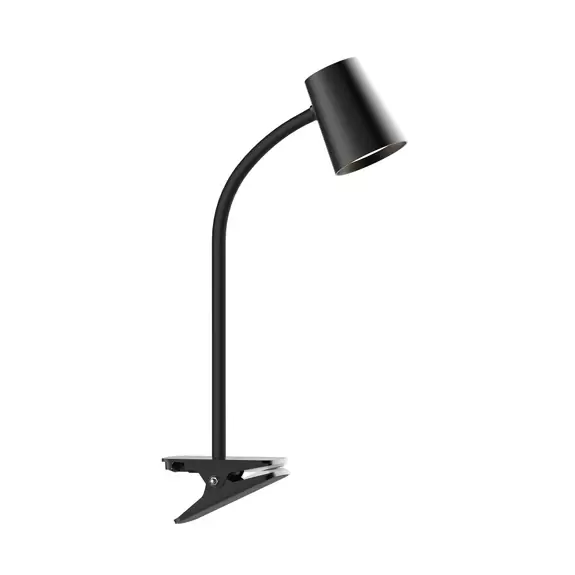 Lampenwelt Lindby Ailina LED-Tischlampe, Klemmfuß, schwarz