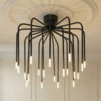 Lucande LED-taklampe Ariadne, Ø57 cm, matt svart, 20 lys