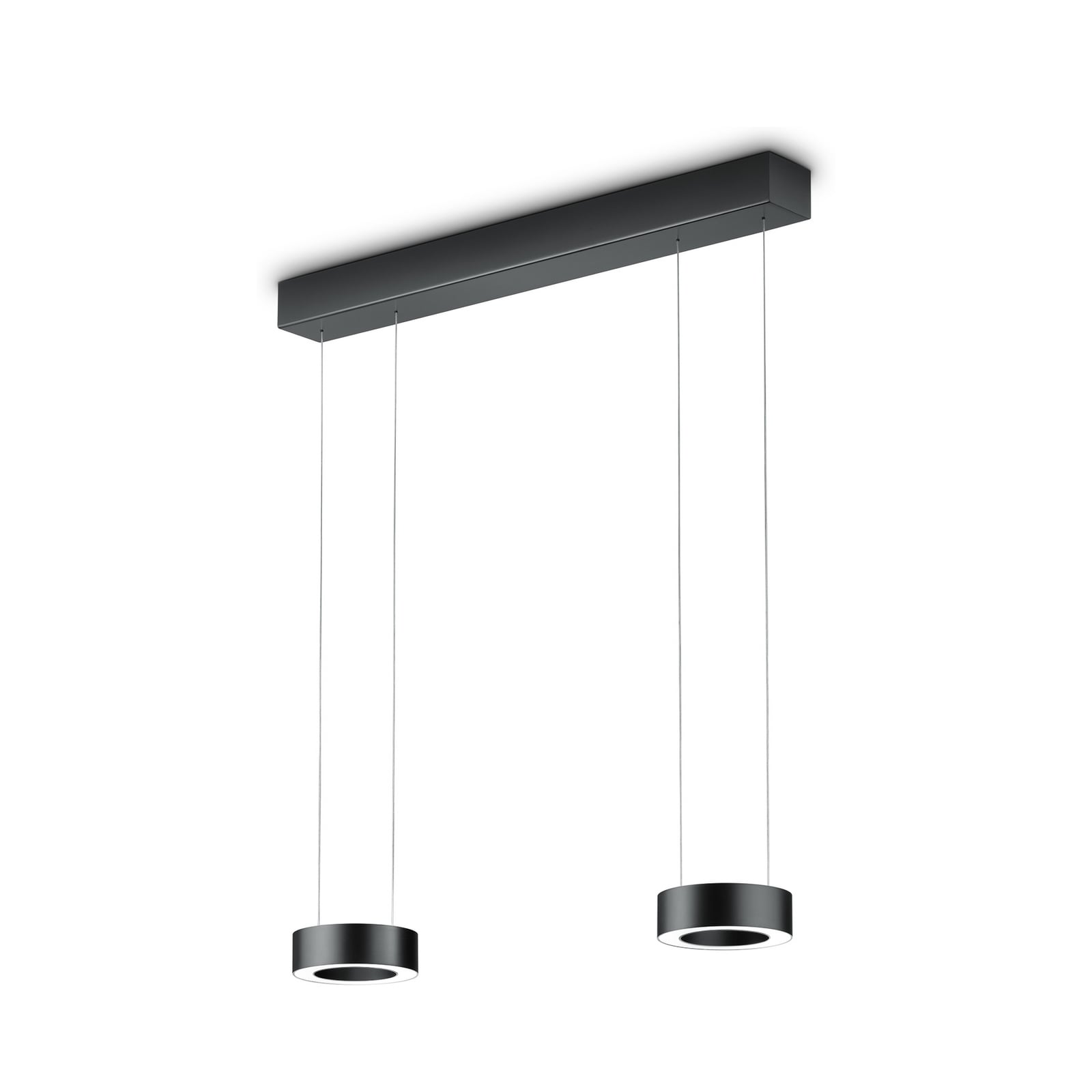 Suspension LED Zera-2, longueur 70 cm, noire, diffuseur prismatique