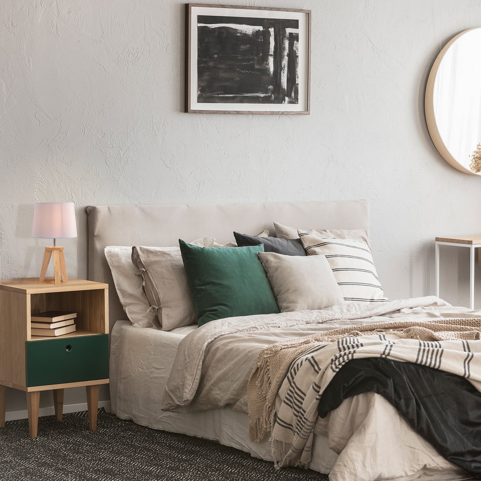 Lampada da tavolo per yoga, bianco/legno chiaro, altezza 34 cm - COREP SAS