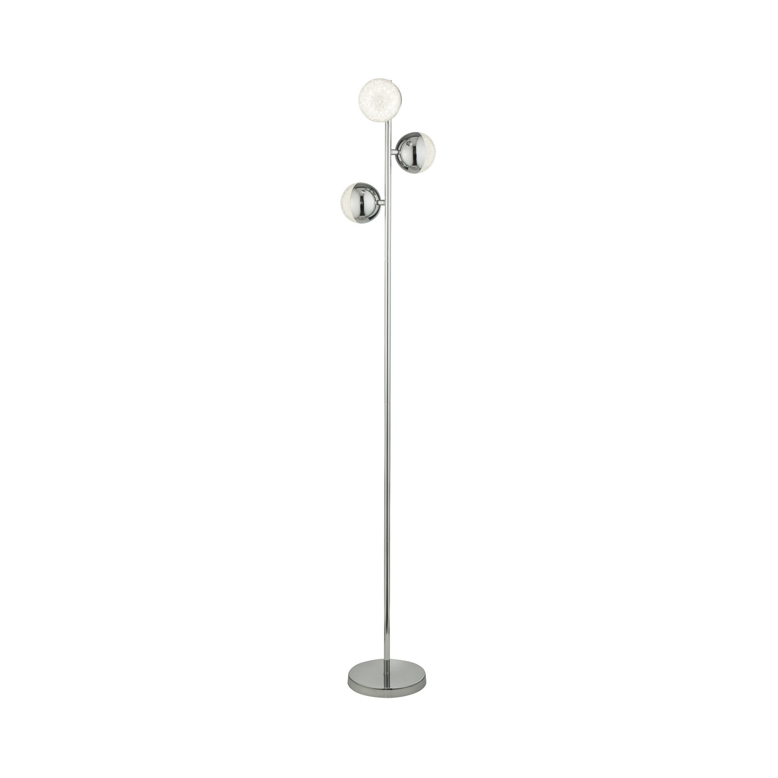 LED stojacia lampa Marbles, chrómová farba, sklo, výška 152 cm