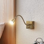 Lindby Jolka LED reading light, switch, antique brass