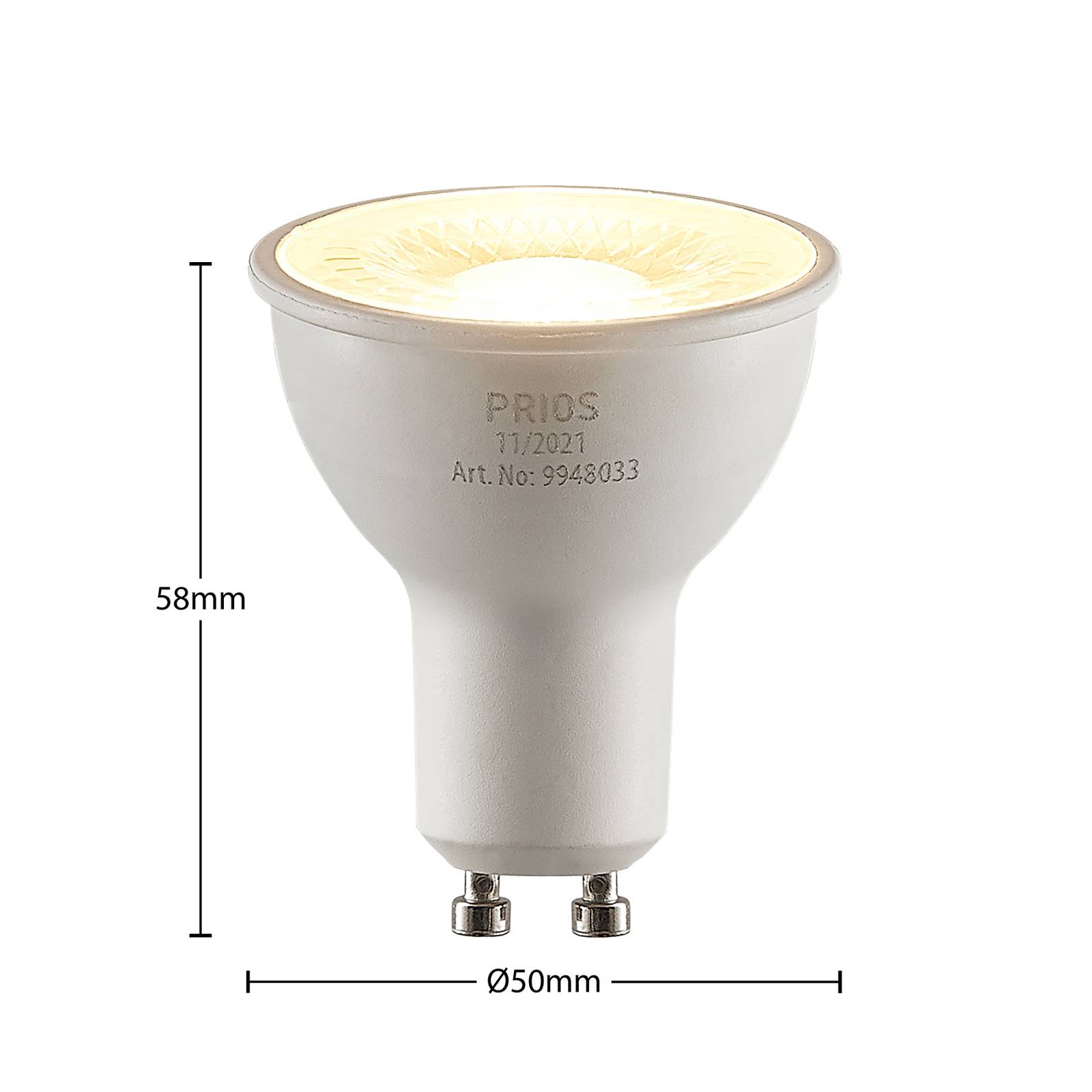 PRIOS Réflecteur LED GU10 8 W 2 700 K 60° x10