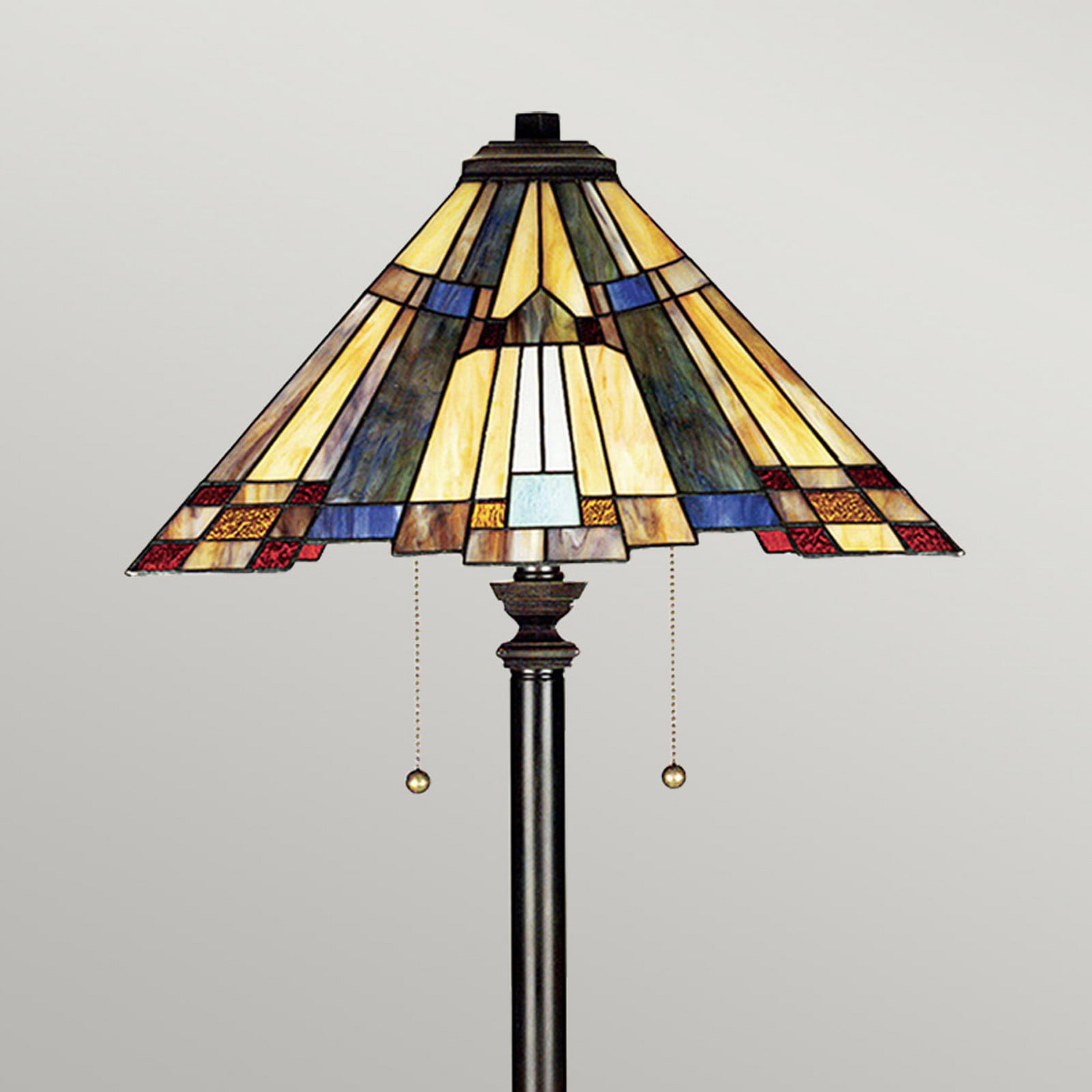 QUOIZEL Lampadar Inglenook stil Tiffany bronz înălțime 158 cm - Camera de zi / sufragerie - bronz colorat - Metal