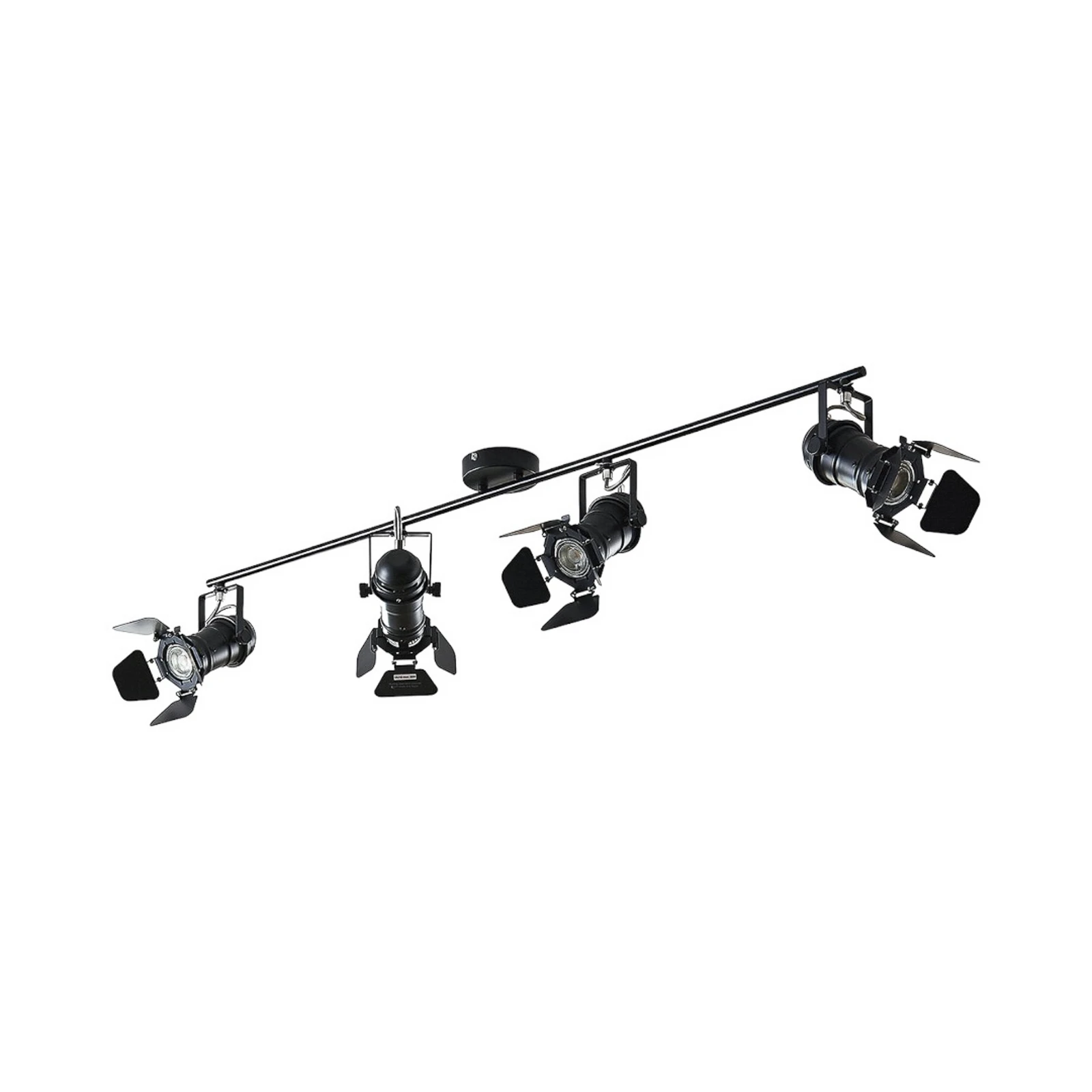 Lindby Tilen spot de plafon, 4 becuri, negru, metal, 125cm