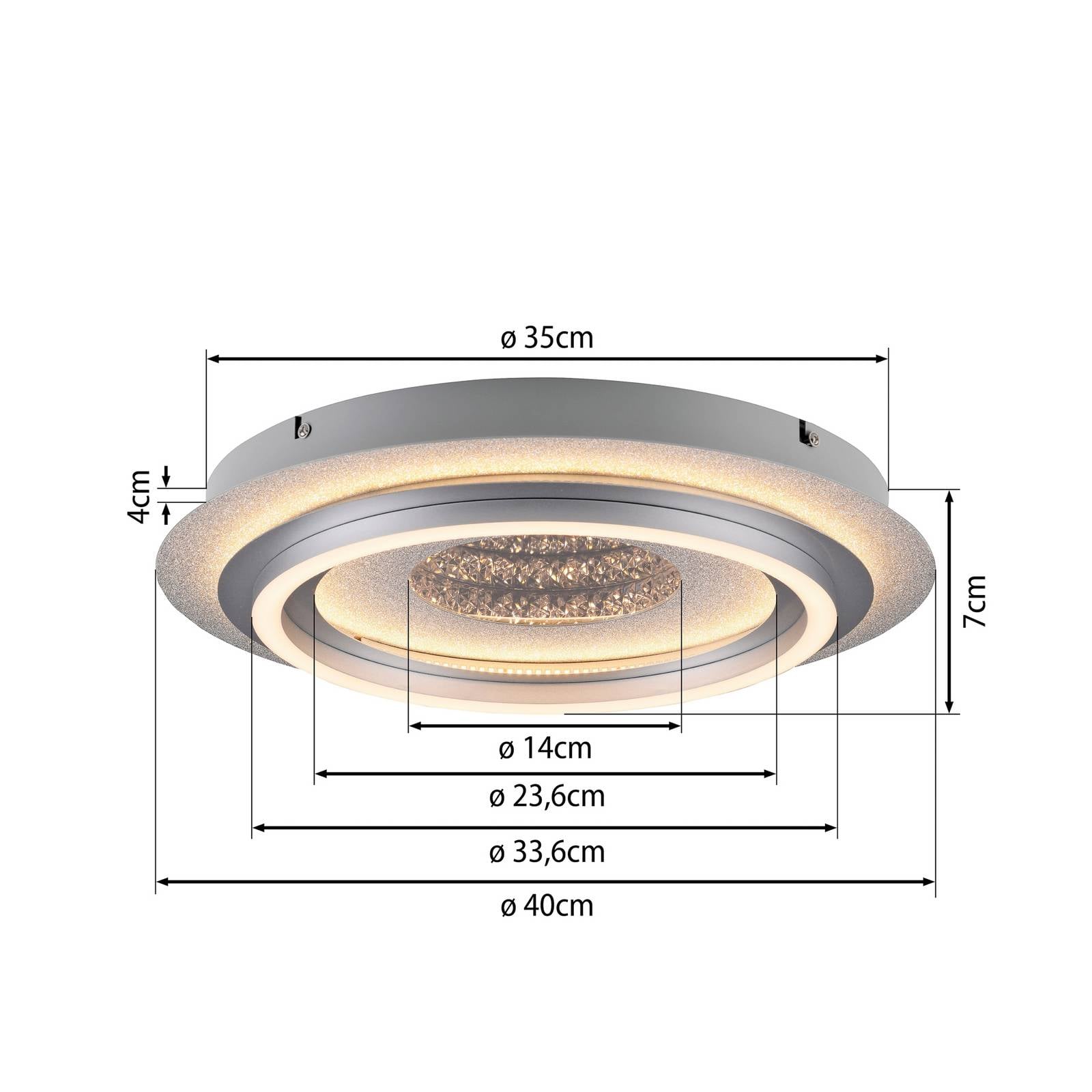 Lampa sufitowa LED Cichio, w kolorze srebrnym, z żelaza, 3 000 K