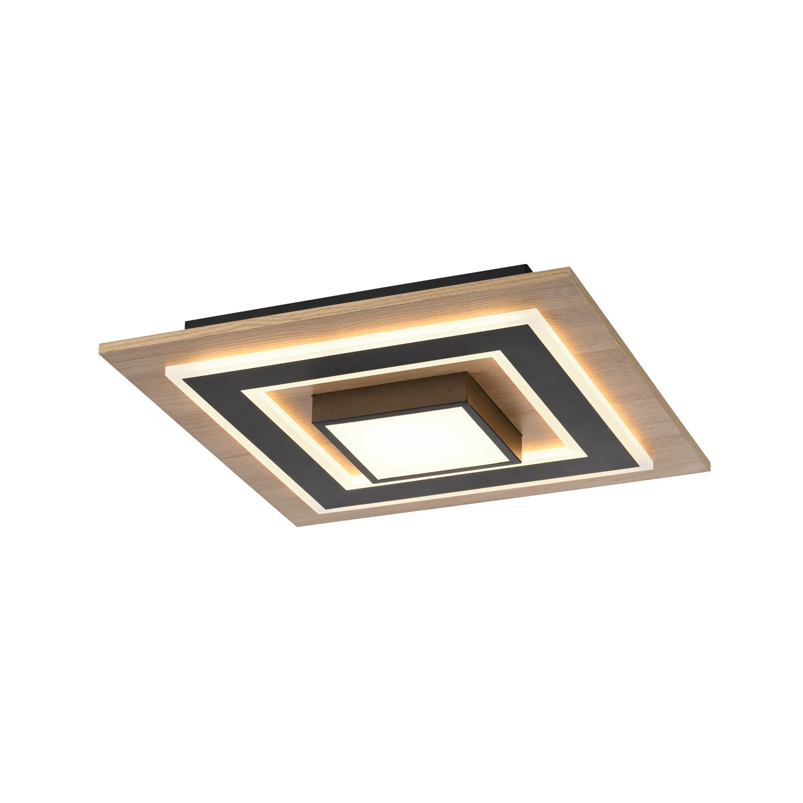 JUST LIGHT. Plafonieră LED Tola, unghiulară, 2 lumini, lemn, 3000 K