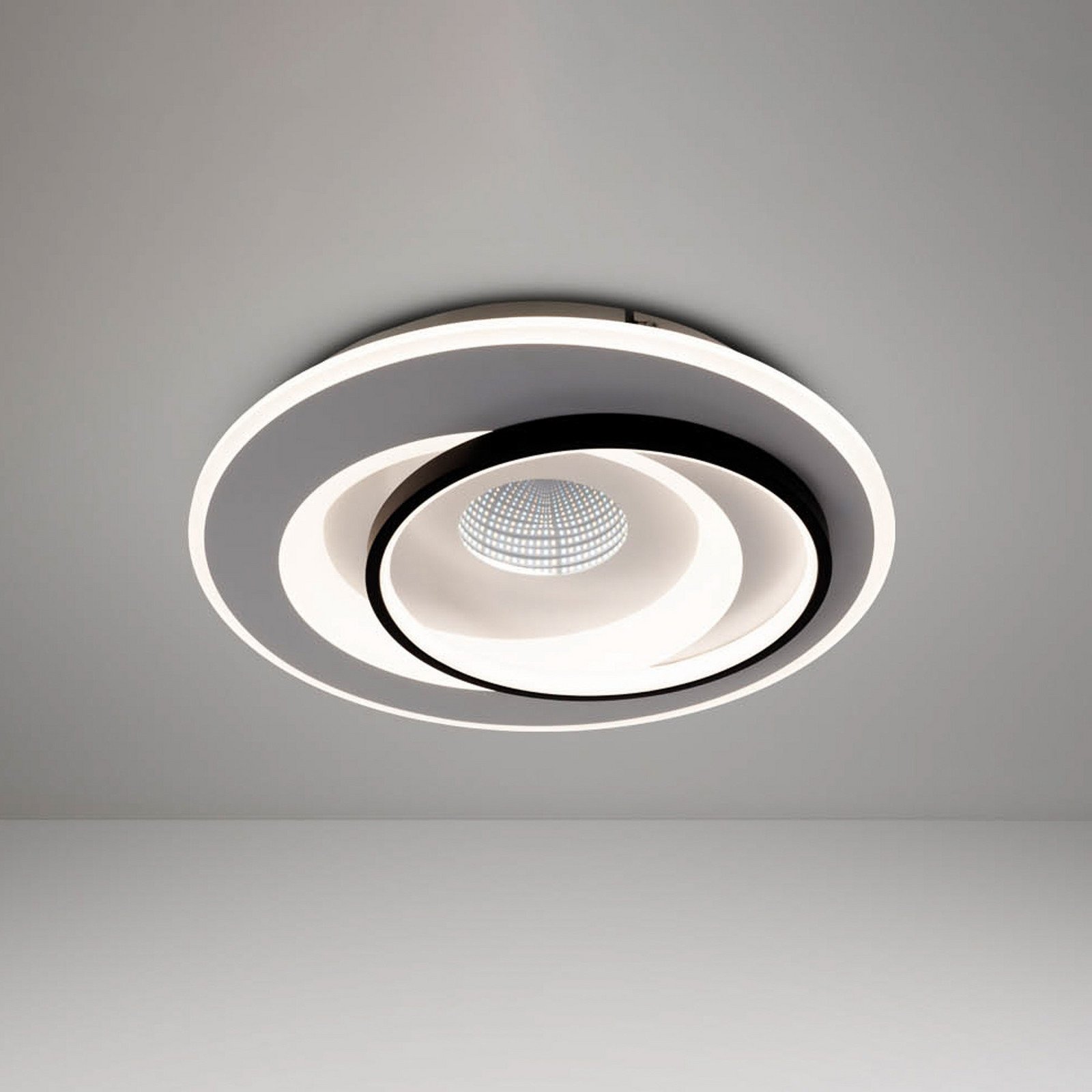 Näve Plafonieră LED Malea. alb/negru metal Ø 49 cm CCT - Camera de zi / sufragerie - modern - alb negru - Plastic