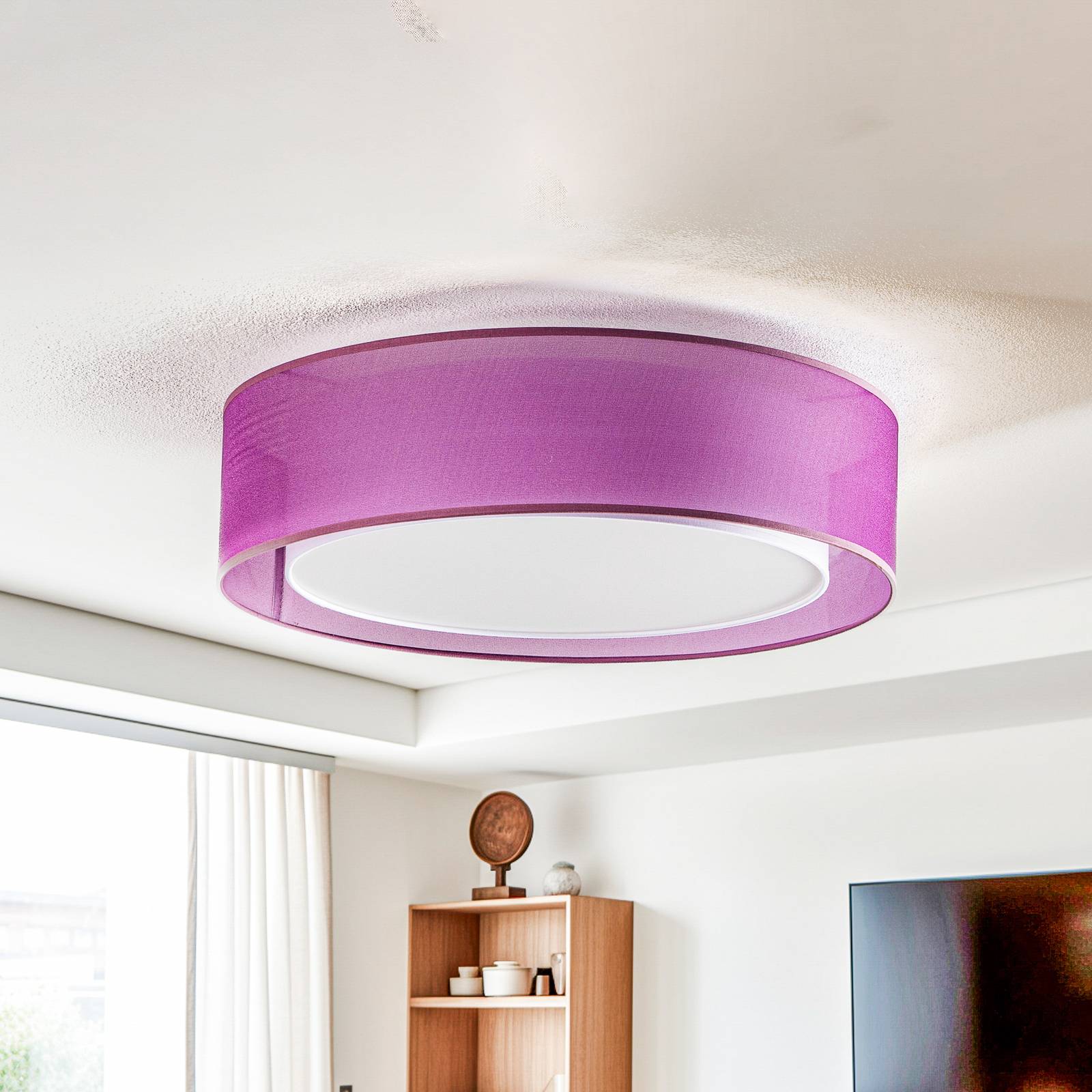 Euluna Tibu loftlampe tekstil Ø50 cm violet