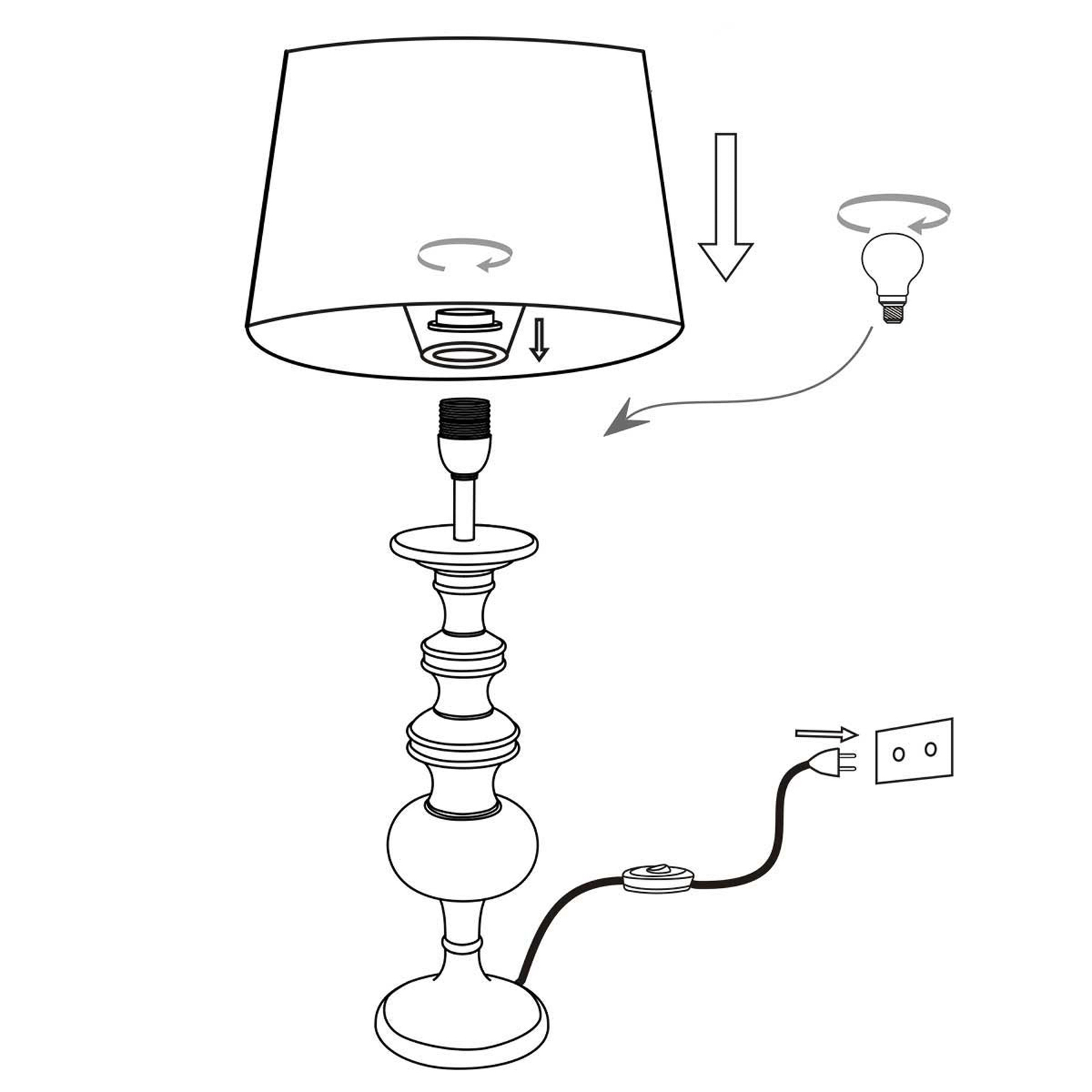 Lyon 3750ZW lampada da tavolo, in vimini naturale