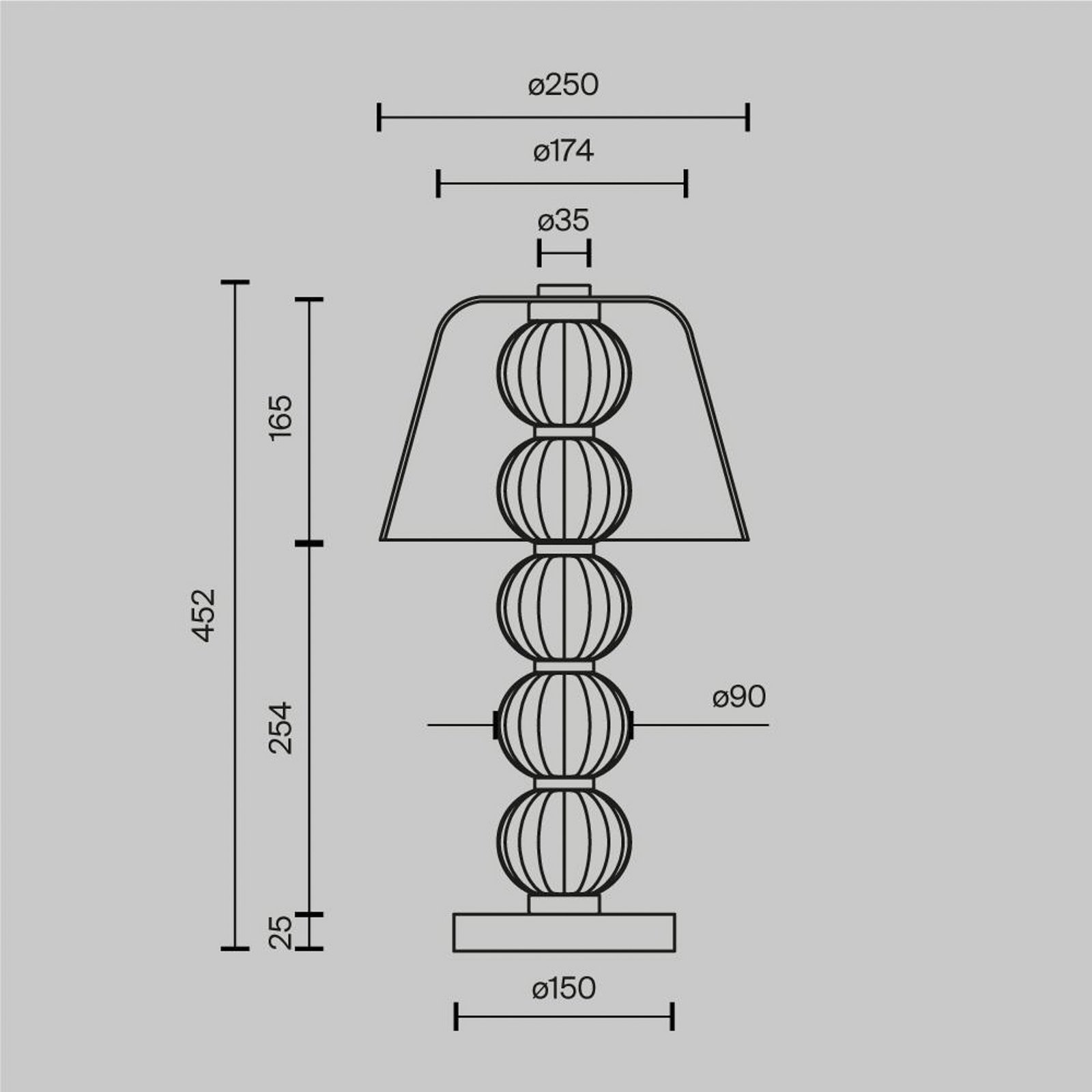 Lampa stołowa LED AMULET, wysokość 45 cm, kolor złoty, metal/szkło