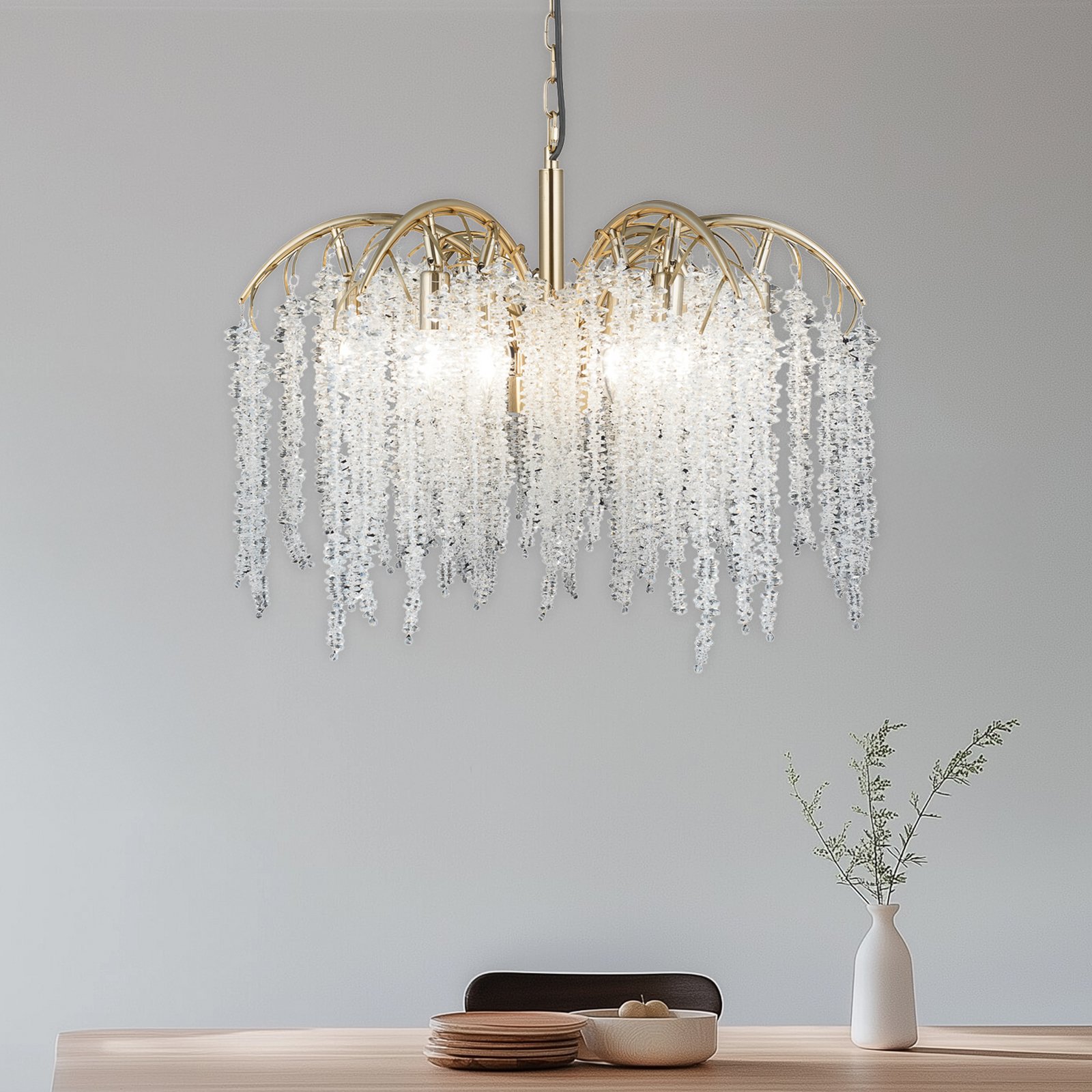 Lampada a sospensione Grape, ottone antico, Ø 72 cm metallo/vetro a 12 luci.