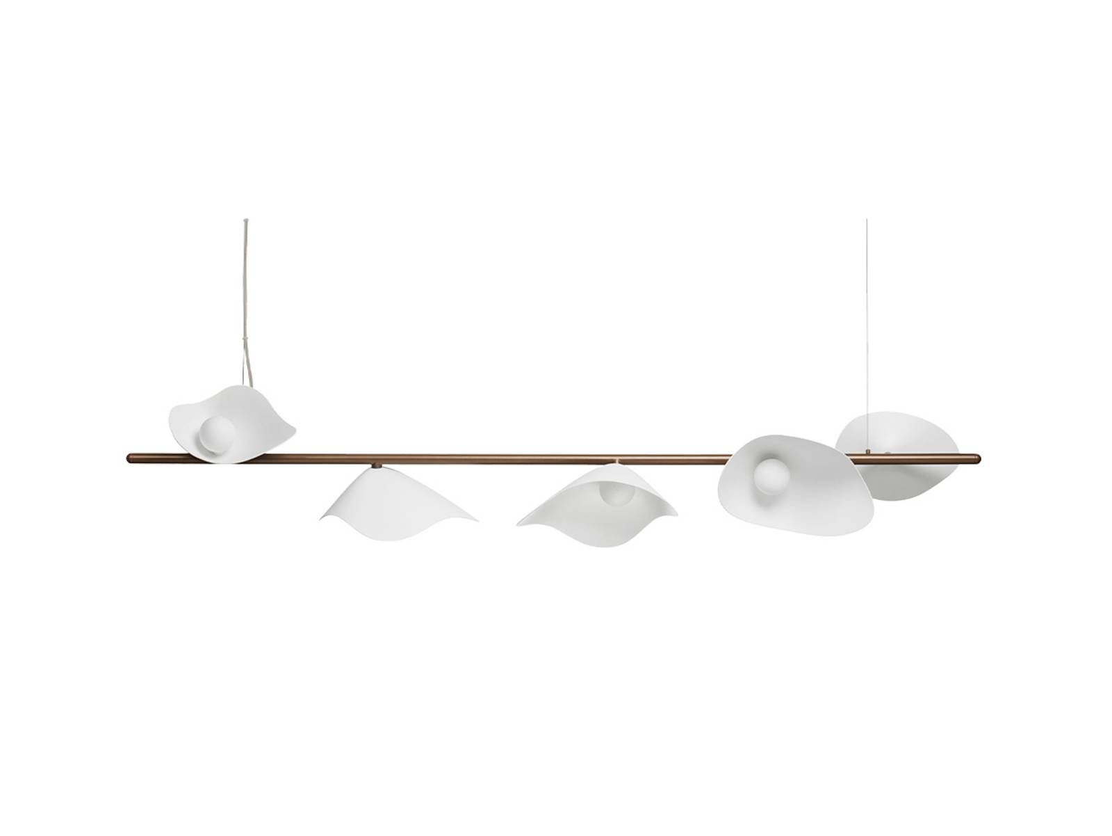 Lampa wisząca LED Nuura Florii 5, 120 cm, ciemny brąz/biały