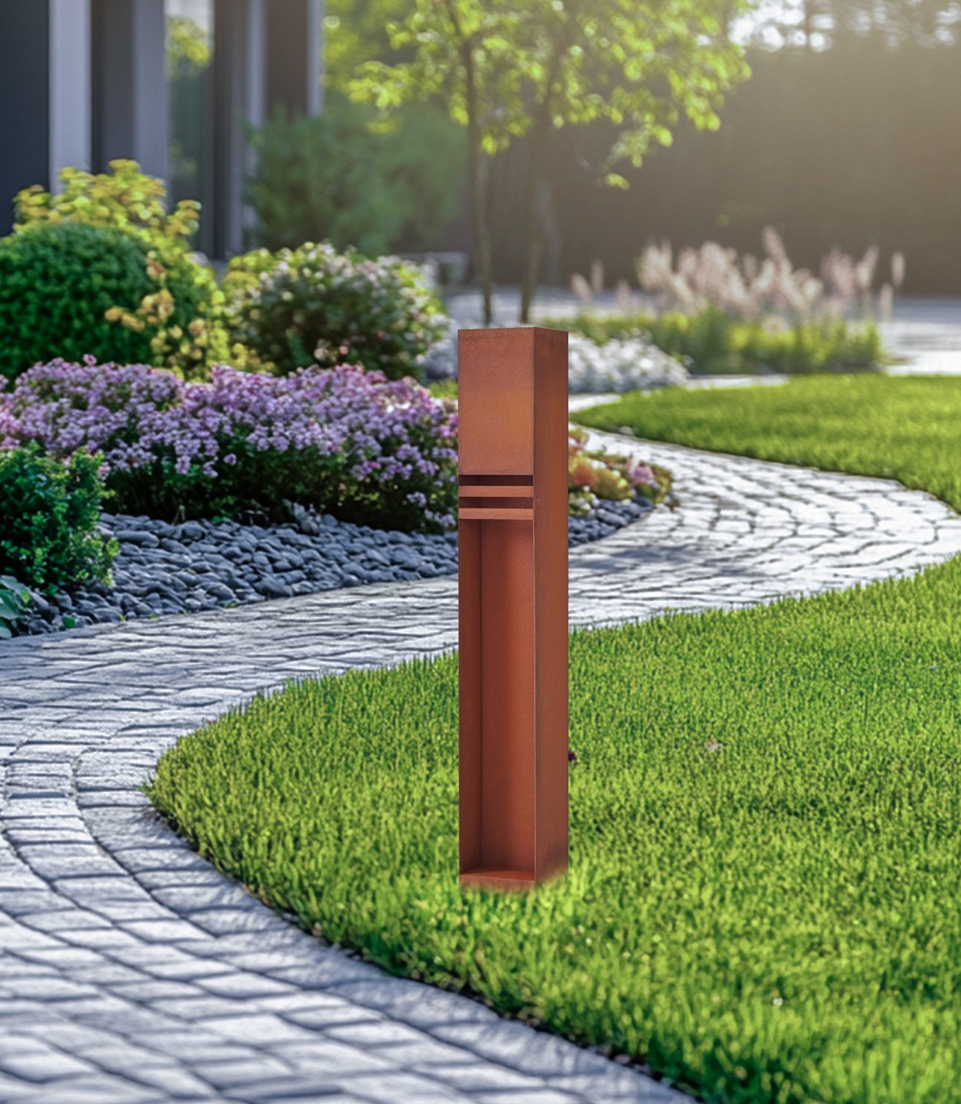 Lucande LED path light Oxido, rust-coloured, Corten steel