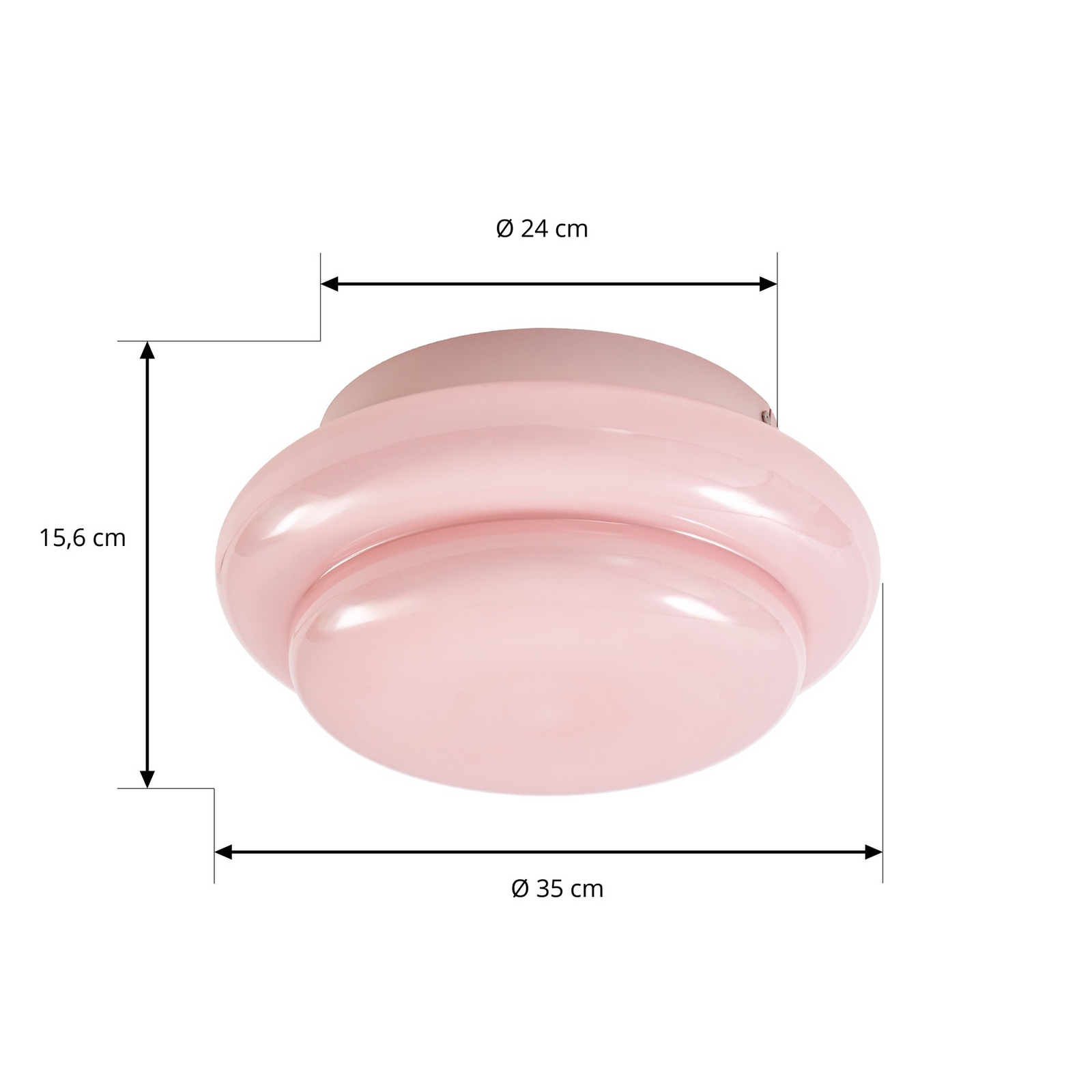 Plafonnier Leilani, rose, E27, Ø 35 cm, verre - Lucande Plafonnier Leilani, rose, E27, Ø 35 cm, verre - Lucande