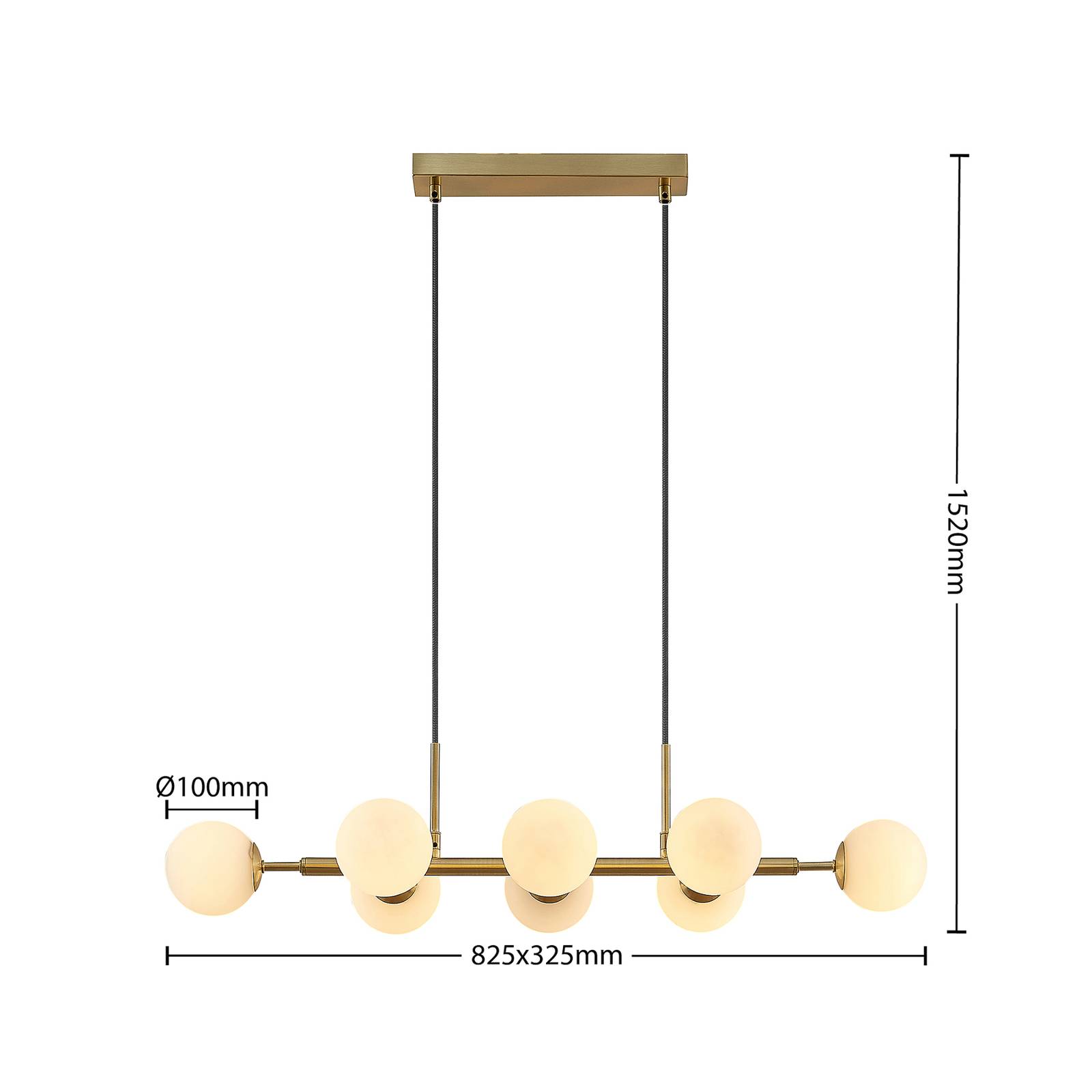 Lampa wisząca Lindby Kiamo, 83 cm, mosiądz, biały, szkło, G9