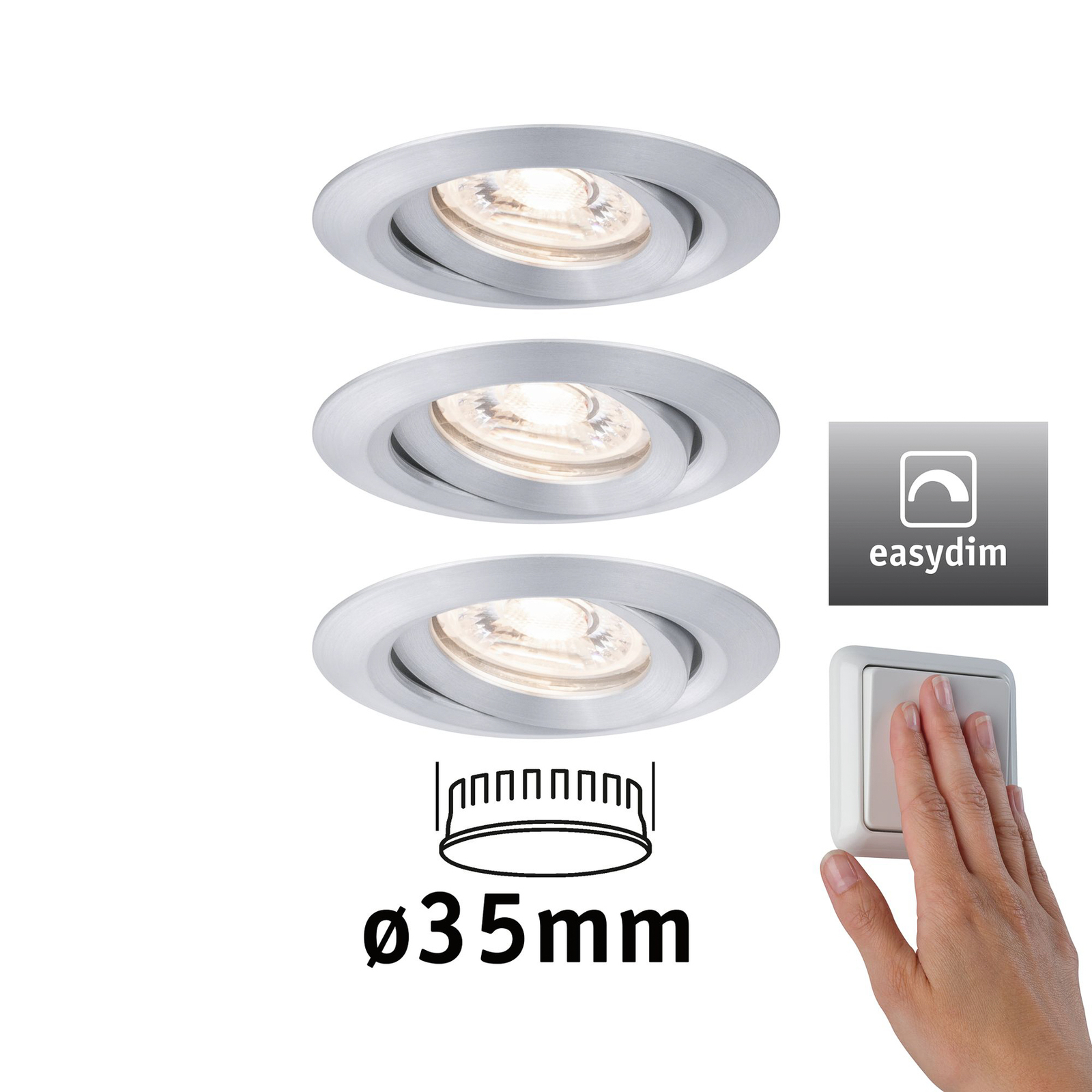 Paulmann Nova mini Plus LED easydim 3 kpl alumiini