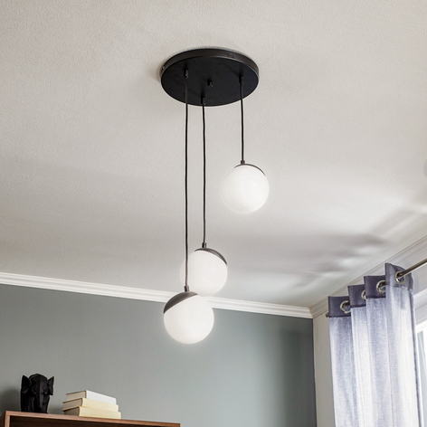 Hängeleuchte Sfera 3-flammig Glas/Metall schwarz