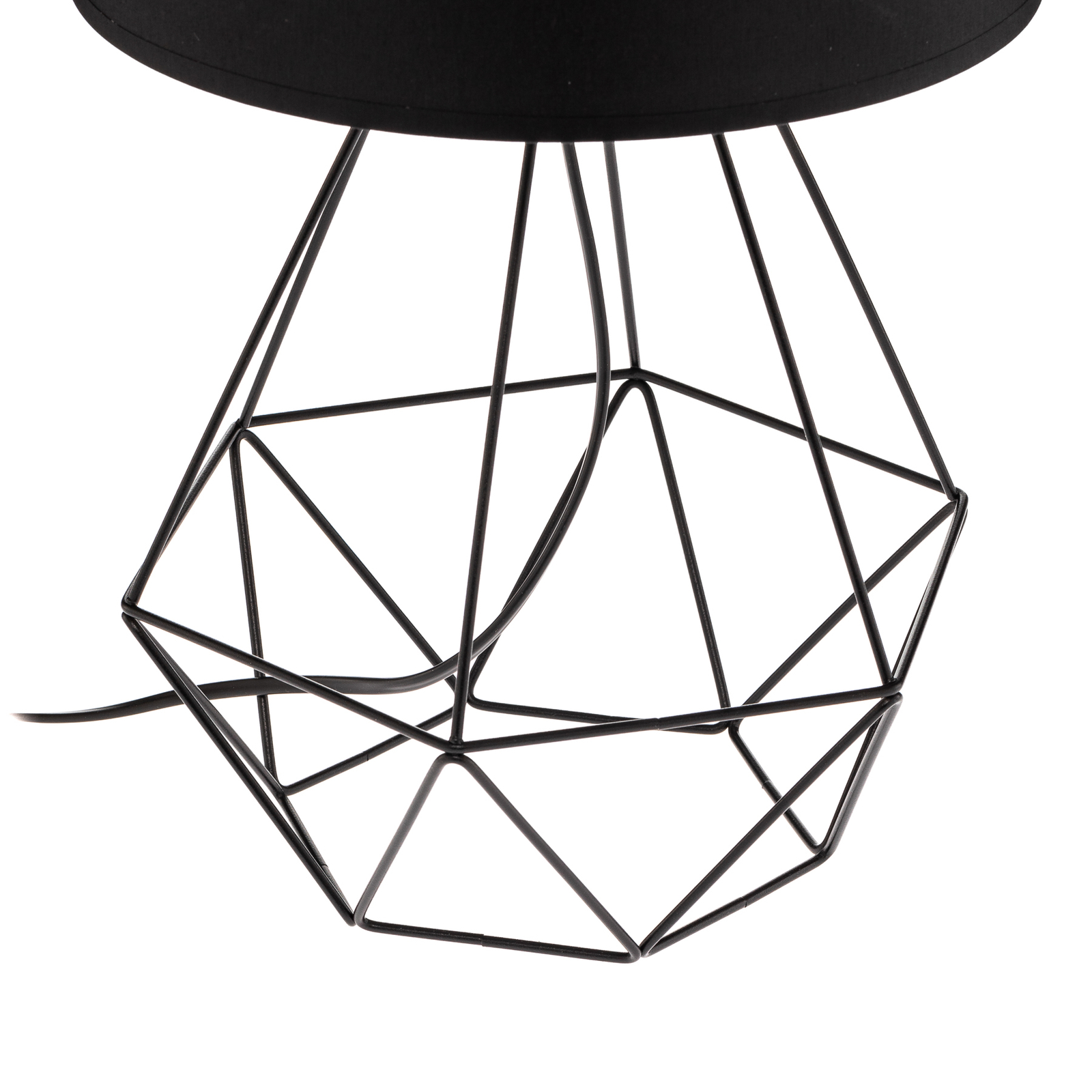 Basket table lamp, black, white inside