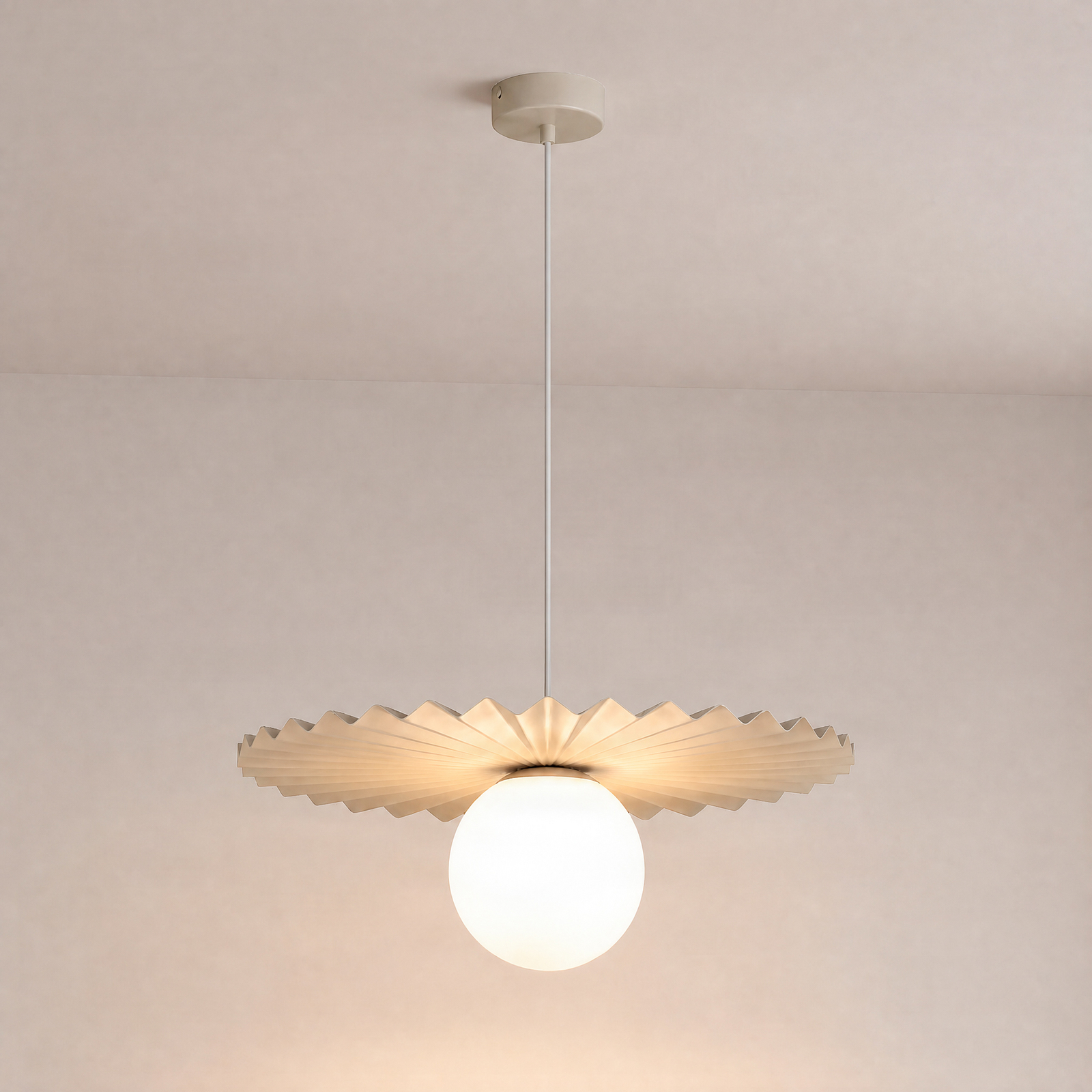 Suspension Fiore, gris-beige, Ø 40 cm, verre