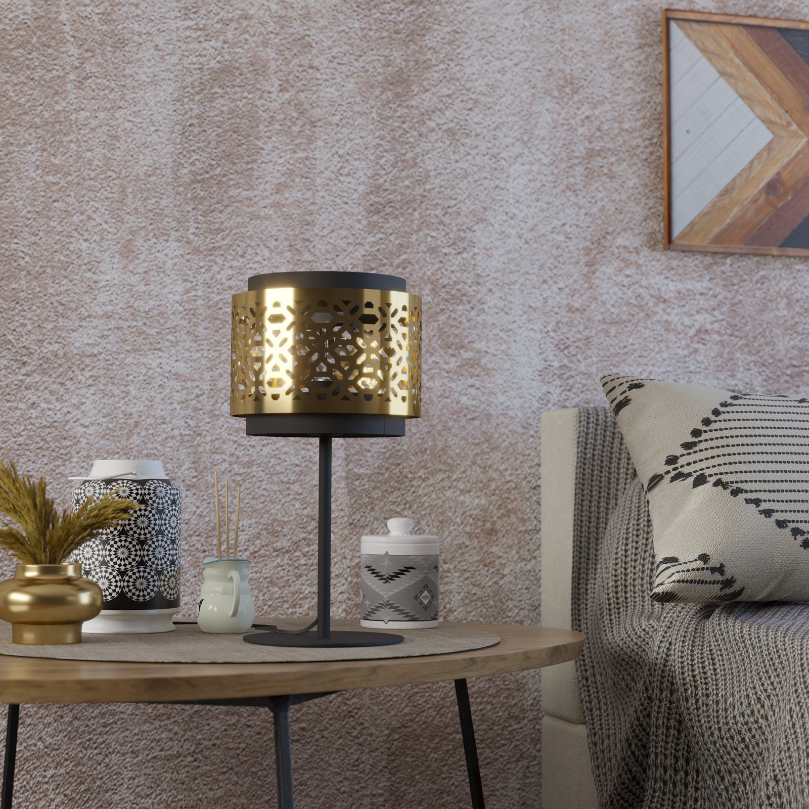 Candeeiro de mesa Sandbach em preto e latão Candeeiro de mesa Sandbach em preto e latão